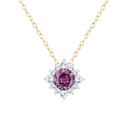 Sunburst Halo Pendant Necklace in 14K Yellow Gold | Monte Luna