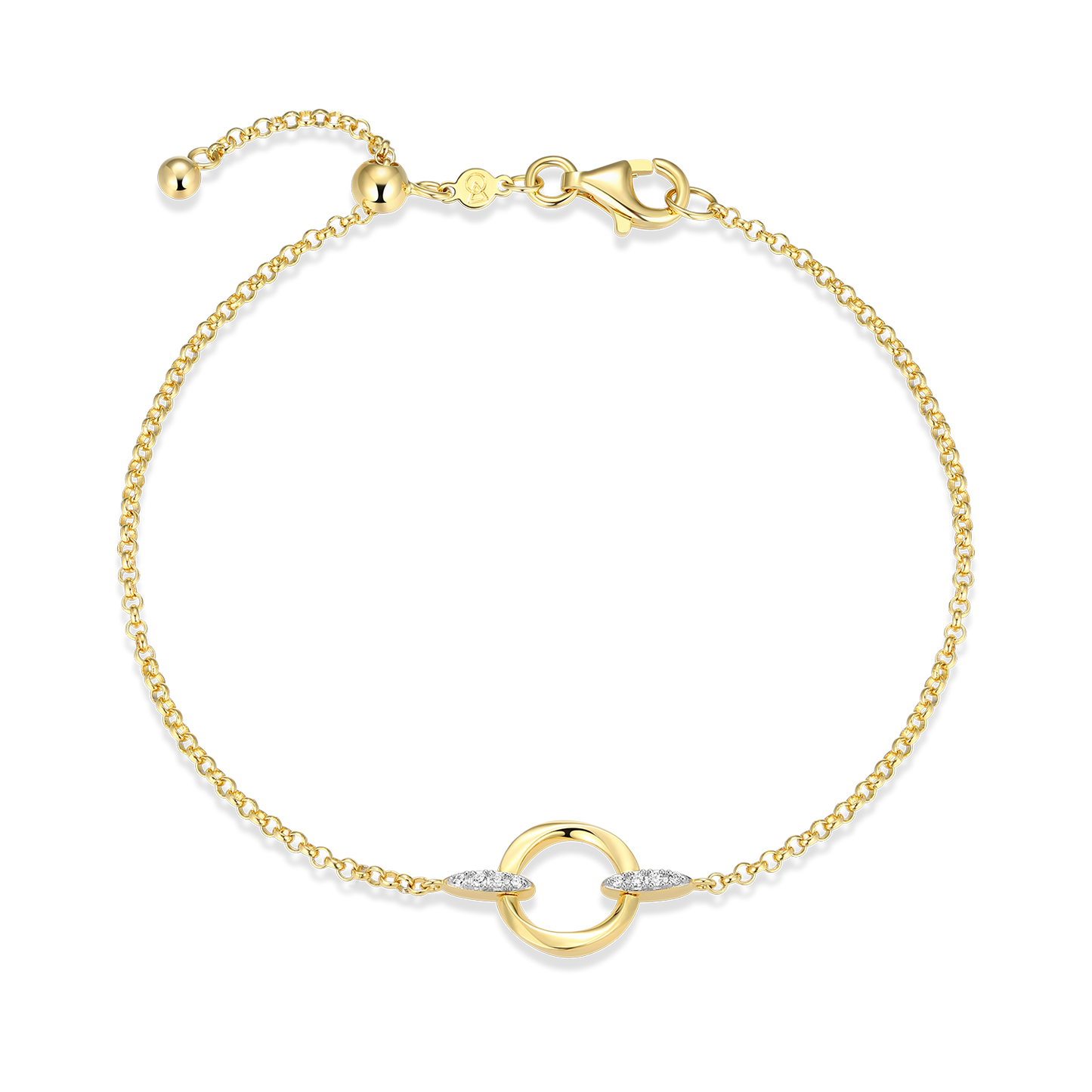 Knife Edge Circle Link Lab-Created Diamond Bolo Bracelet in 14K Gold & Rhodium-Plated Sterling Silver | M by Monte Luna