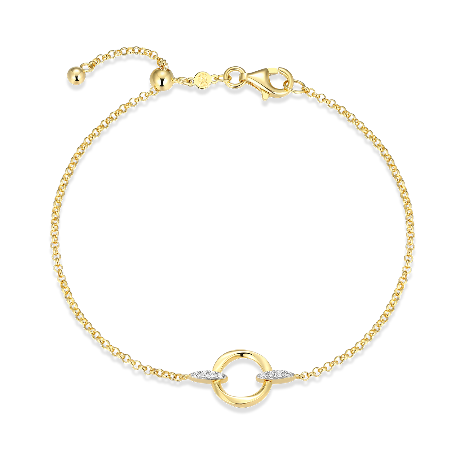 Knife Edge Circle Link Lab-Created Diamond Bolo Bracelet in 14K Gold & Rhodium-Plated Sterling Silver | M by Monte Luna