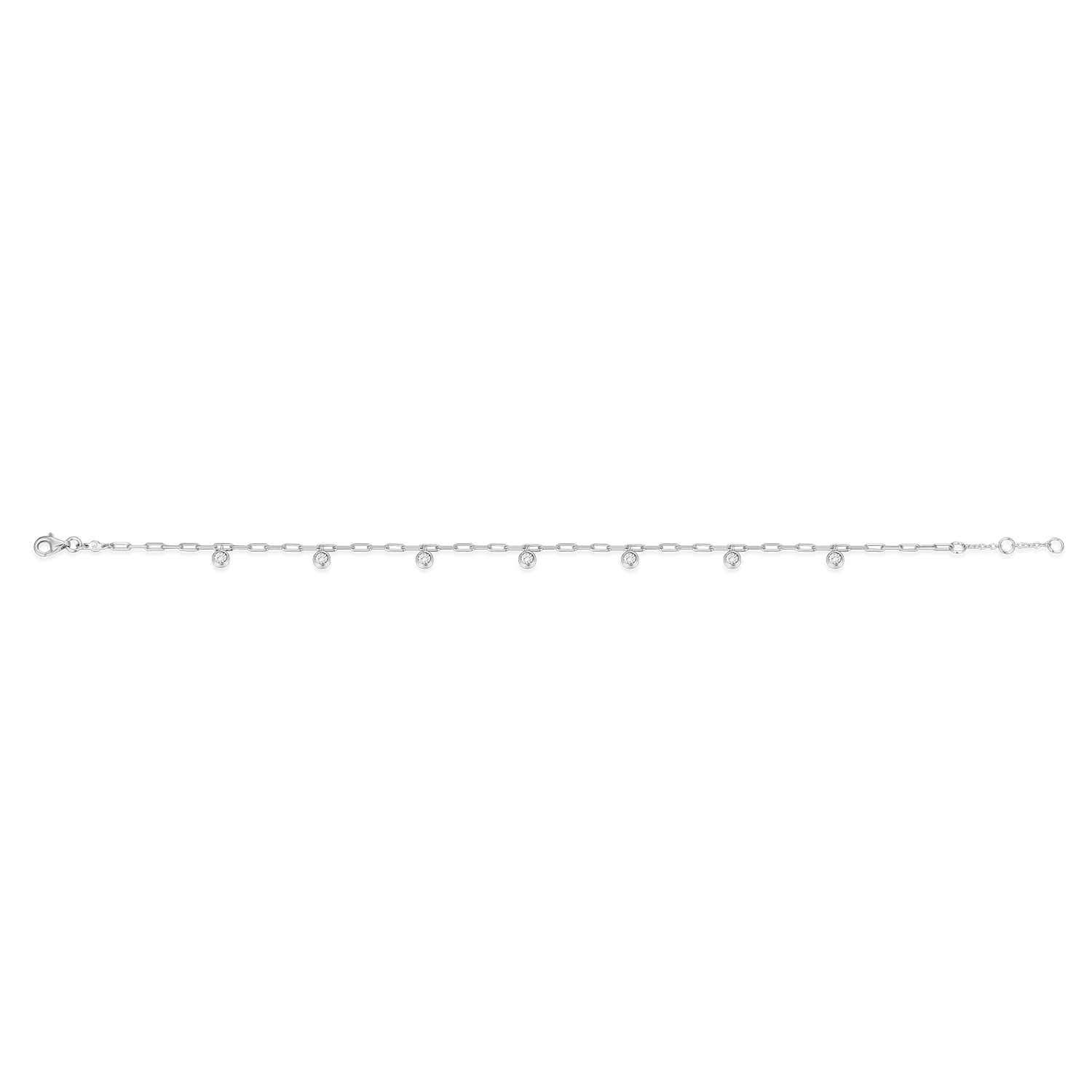 Dangle Station Lab-Created Diamond Mini Paperclip Anklet in Rhodium-Plated Sterling Silver | M by Monte Luna