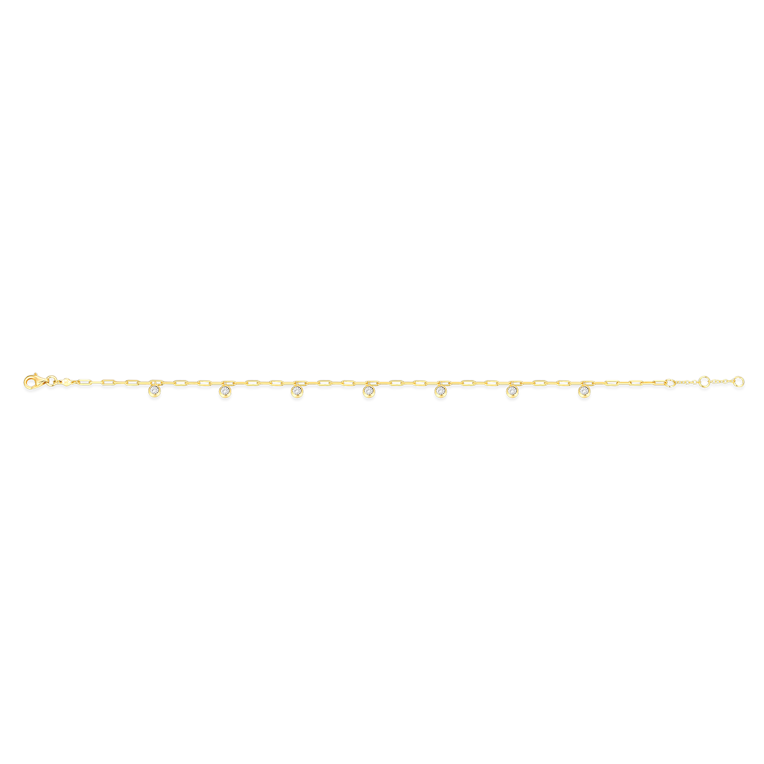 Dangle Station Lab-Created Diamond Mini Paperclip Anklet in 14K Yellow Gold-Plated Sterling Silver | M by Monte Luna