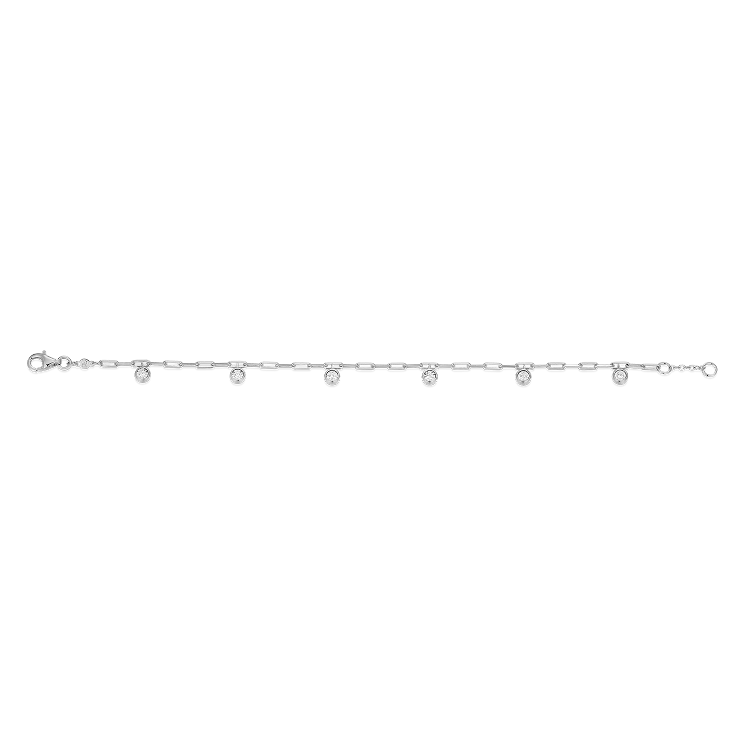 Dangle Station Lab-Created Diamond Mini Paperclip Bracelet in Rhodium-Plated Sterling Silver | M by Monte Luna