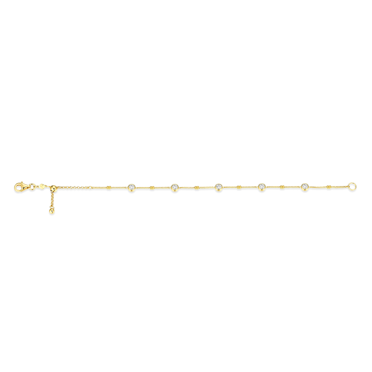 Bezel Station Lab-Created Diamond Beaded Bolo Bracelet in 14K Yellow Gold-Plated Sterling Silver | M by Monte Luna
