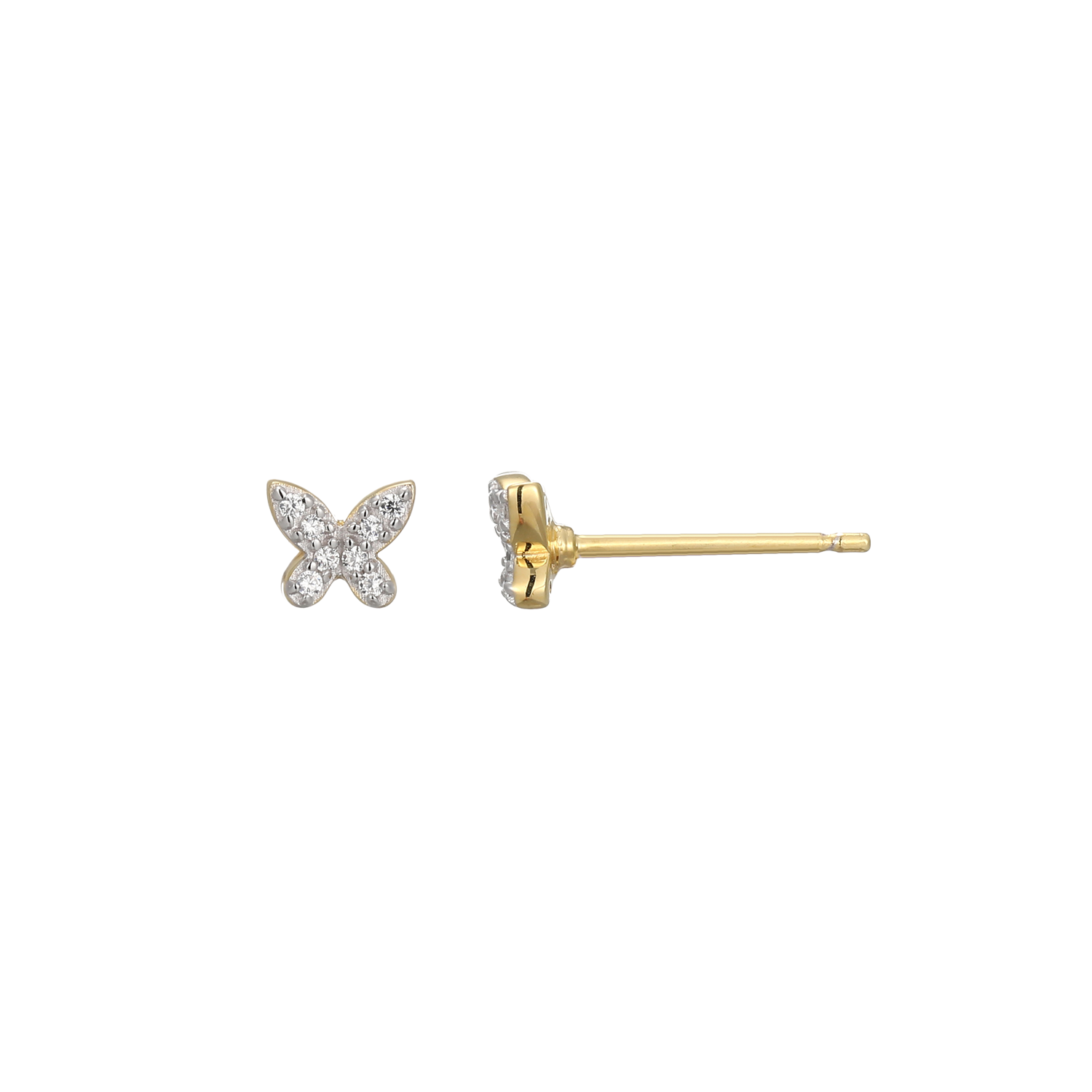 Petite Pave Butterfly Lab-Created Diamond Stud Earrings in 14K Gold & Rhodium-Plated Sterling Silver | M by Monte Luna