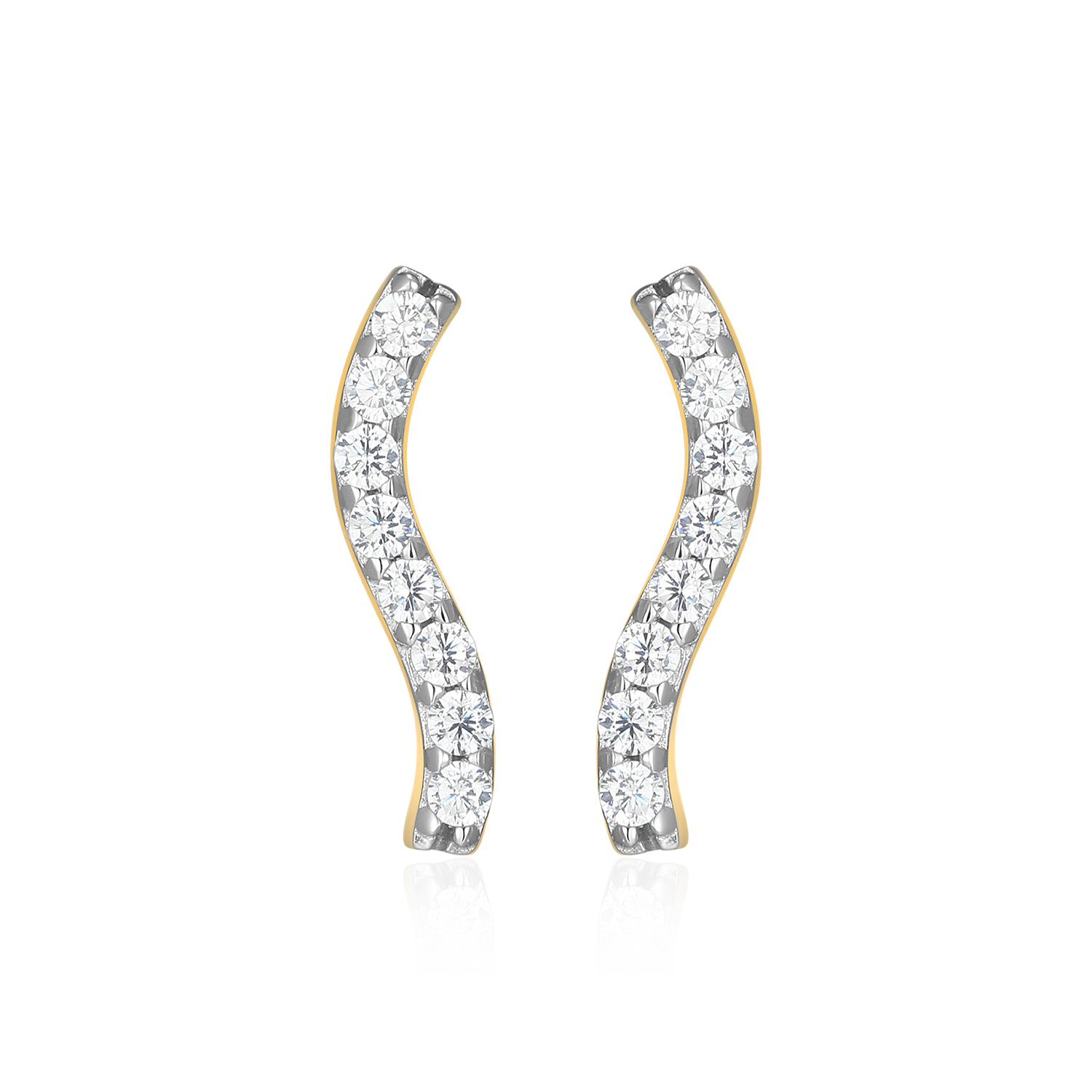 Wavy Bar Lab-Created Diamond Stud Earrings in 14K Yellow Gold-Plated Sterling Silver | M by Monte Luna