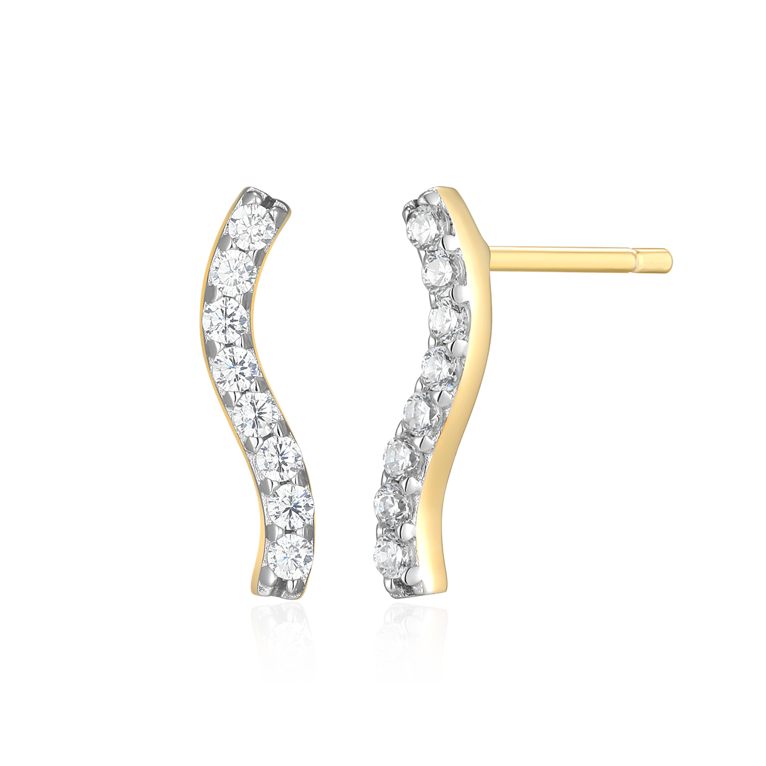 Wavy Bar Lab-Created Diamond Stud Earrings in 14K Yellow Gold-Plated Sterling Silver | M by Monte Luna