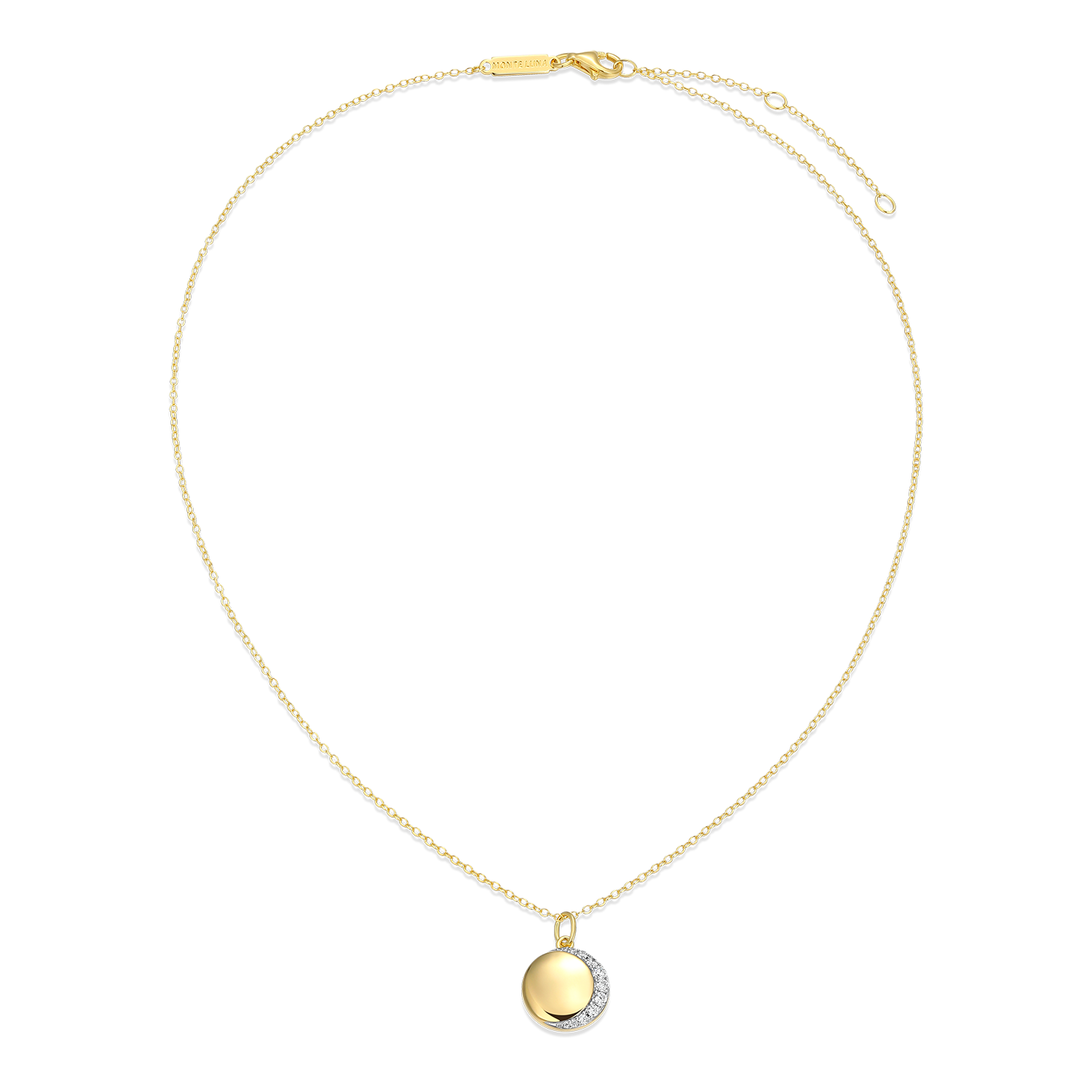 Crescent Medallion Lab-Created Diamond Pendant Necklace in 14K Yellow Gold-Plated Sterling Silver | M by Monte Luna