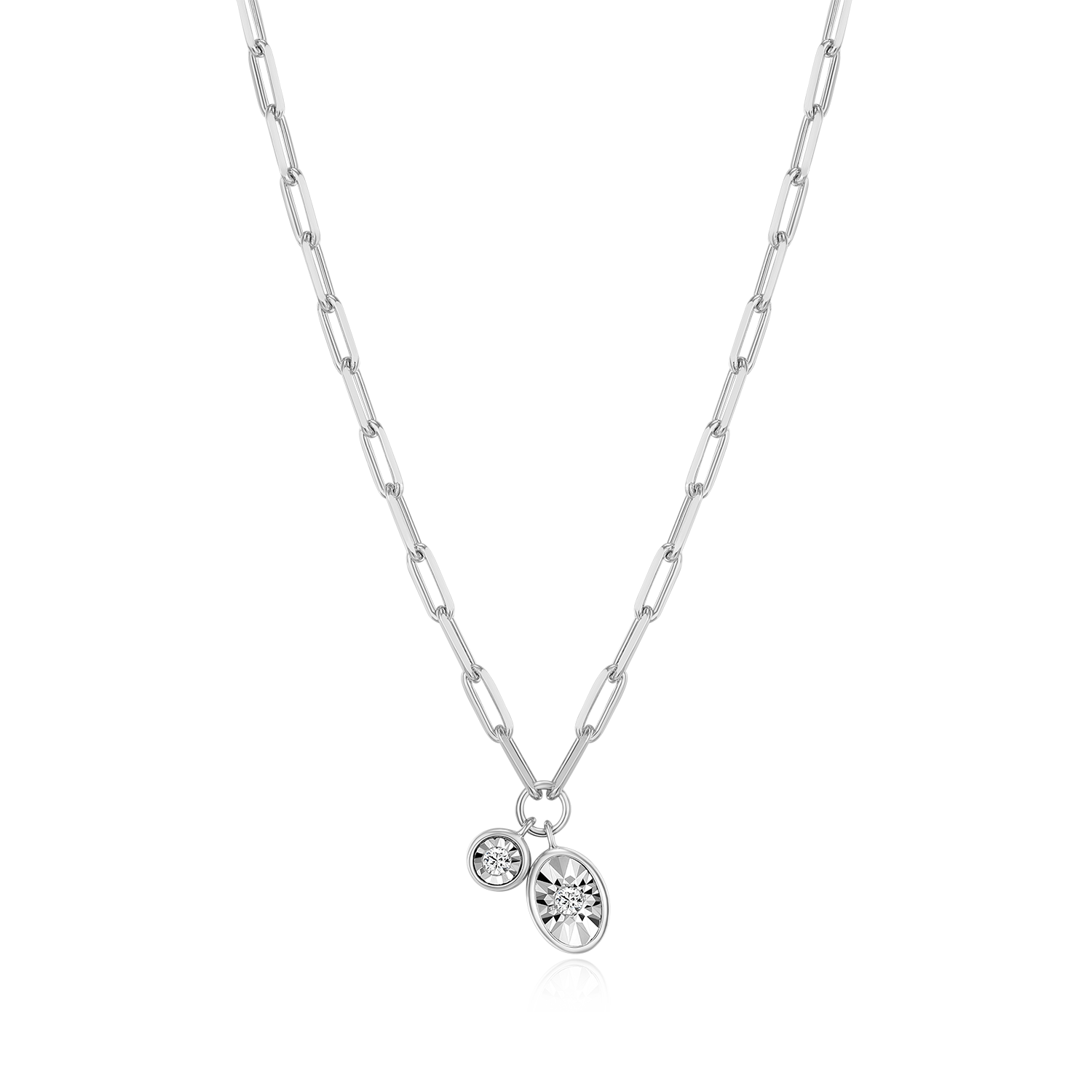April Birthstone Lab-Created Diamond Mini Paperclip Necklace in Rhodium-Plated Sterling Silver | M by Monte Luna