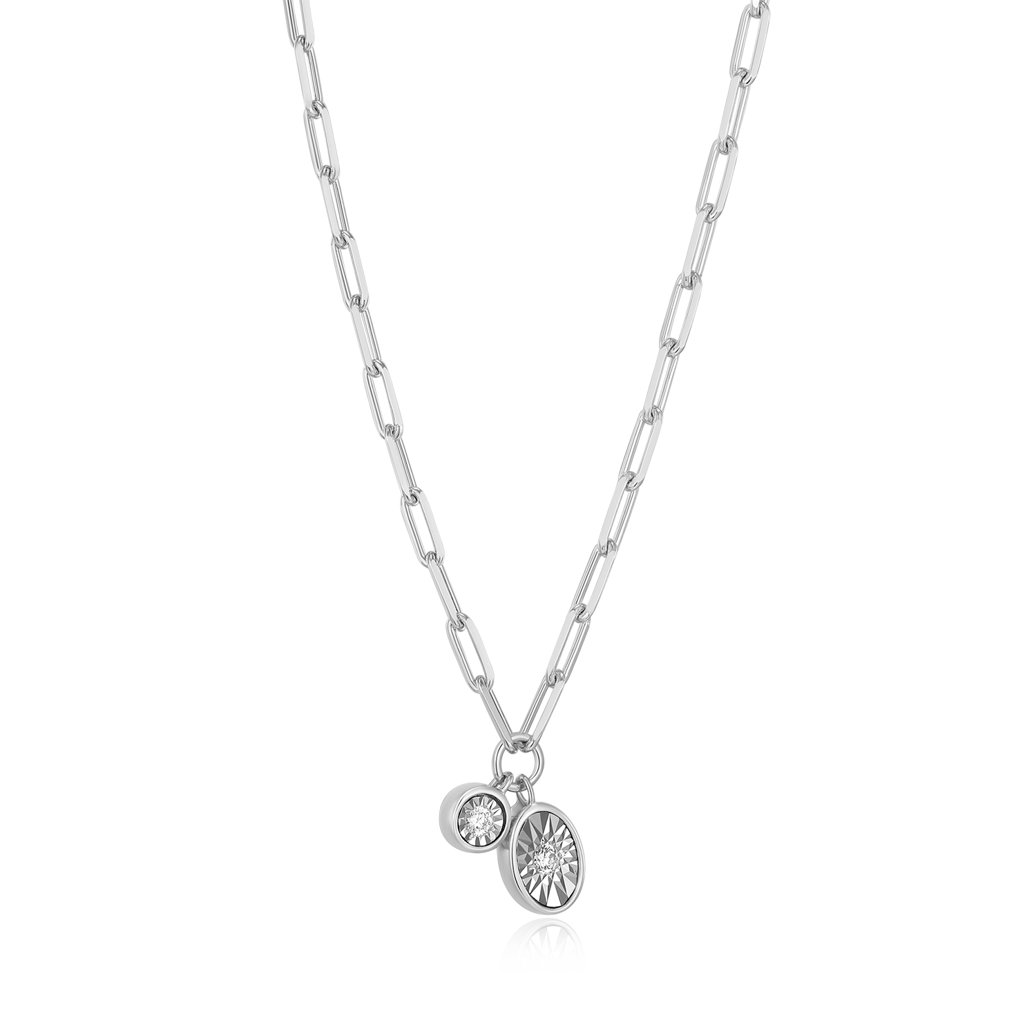 April Birthstone Lab-Created Diamond Mini Paperclip Necklace in Rhodium-Plated Sterling Silver | M by Monte Luna