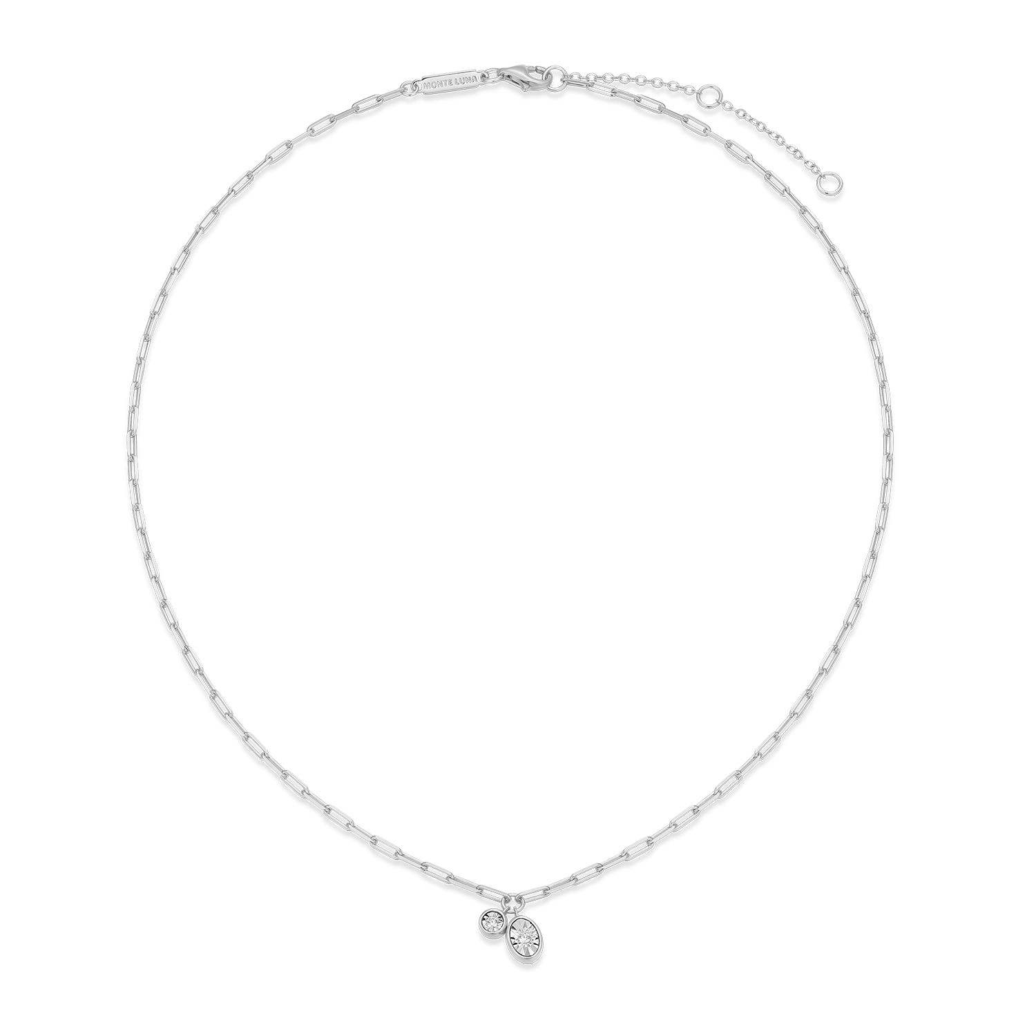 April Birthstone Lab-Created Diamond Mini Paperclip Necklace in Rhodium-Plated Sterling Silver | M by Monte Luna