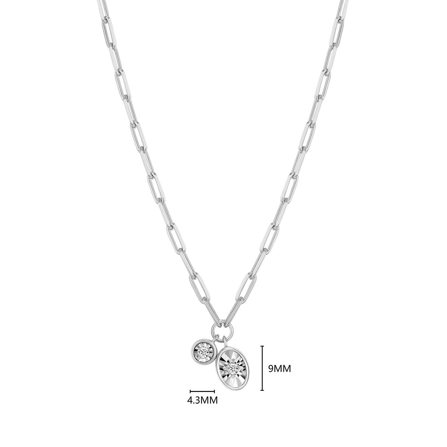 April Birthstone Lab-Created Diamond Mini Paperclip Necklace in Rhodium-Plated Sterling Silver | M by Monte Luna