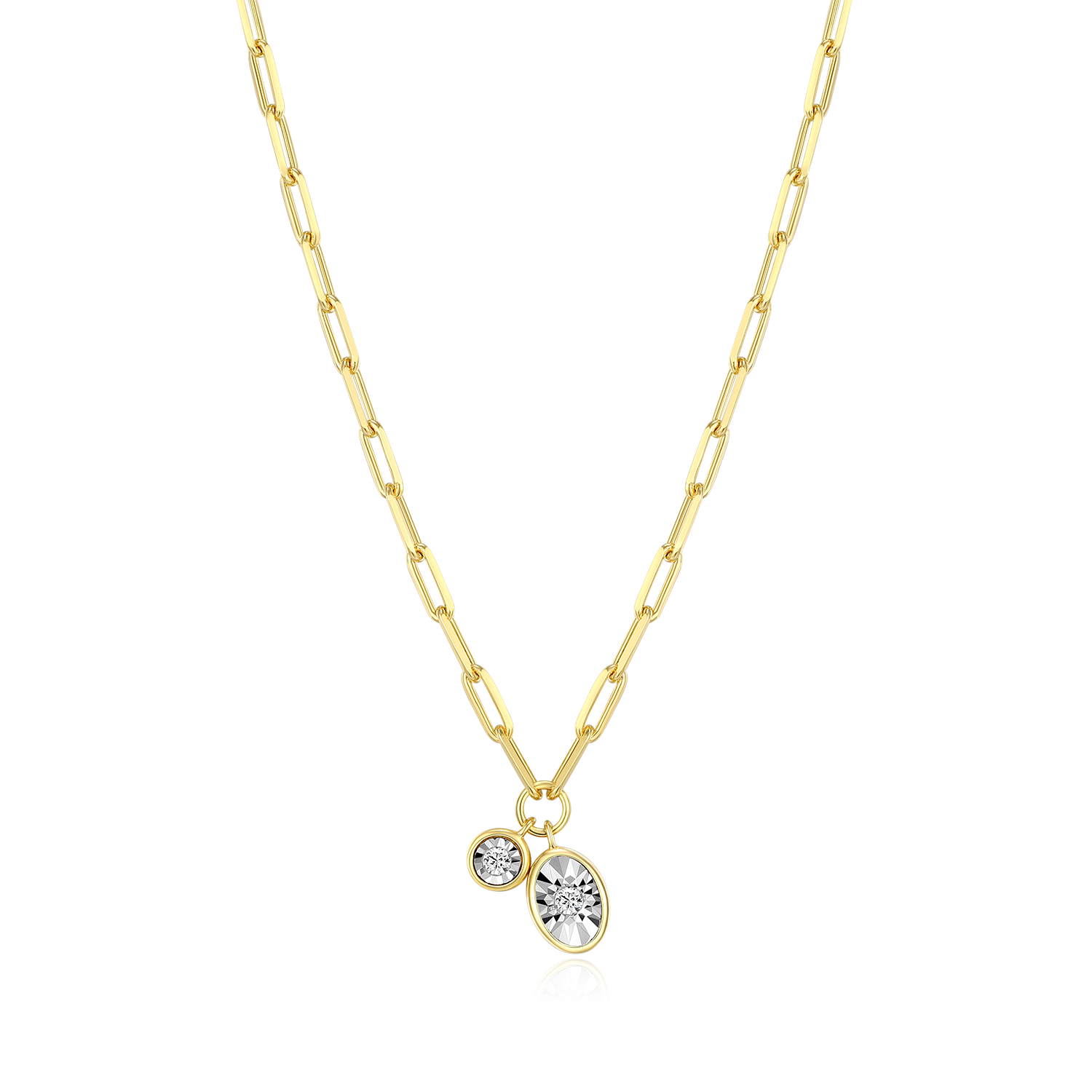 April Birthstone Lab-Created Diamond Mini Paperclip Necklace in 14K Yellow Gold-Plated Sterling Silver | M by Monte Luna