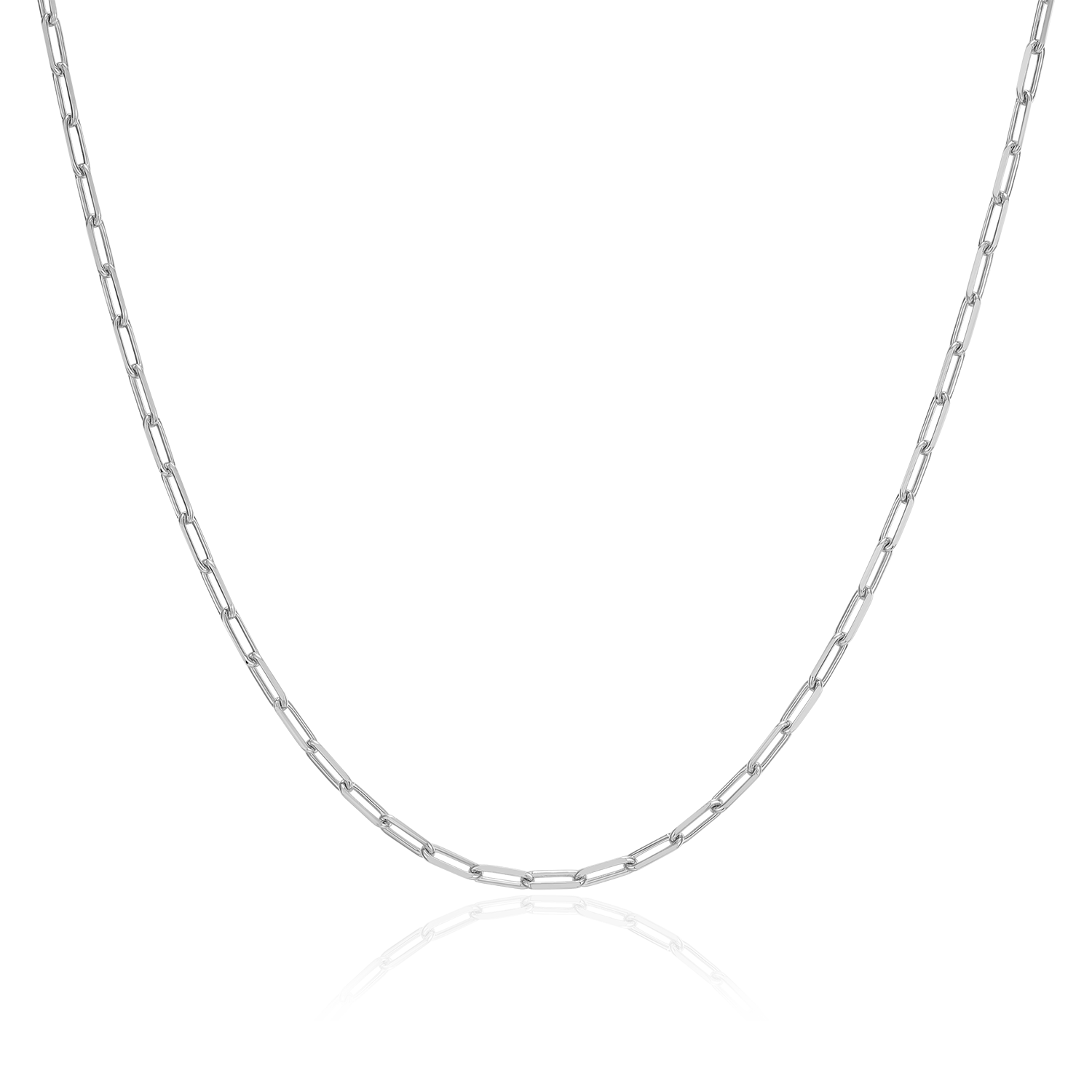 18+2" Mini Paperclip Chain in Rhodium-Plated Sterling Silver | M by Monte Luna