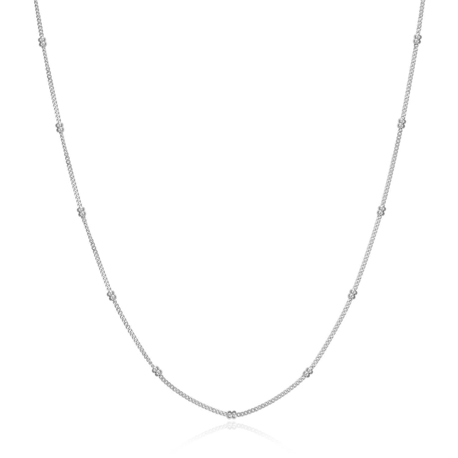18+2" Beaded Chain in Rhodium-Plated Sterling Silver | M by Monte Luna