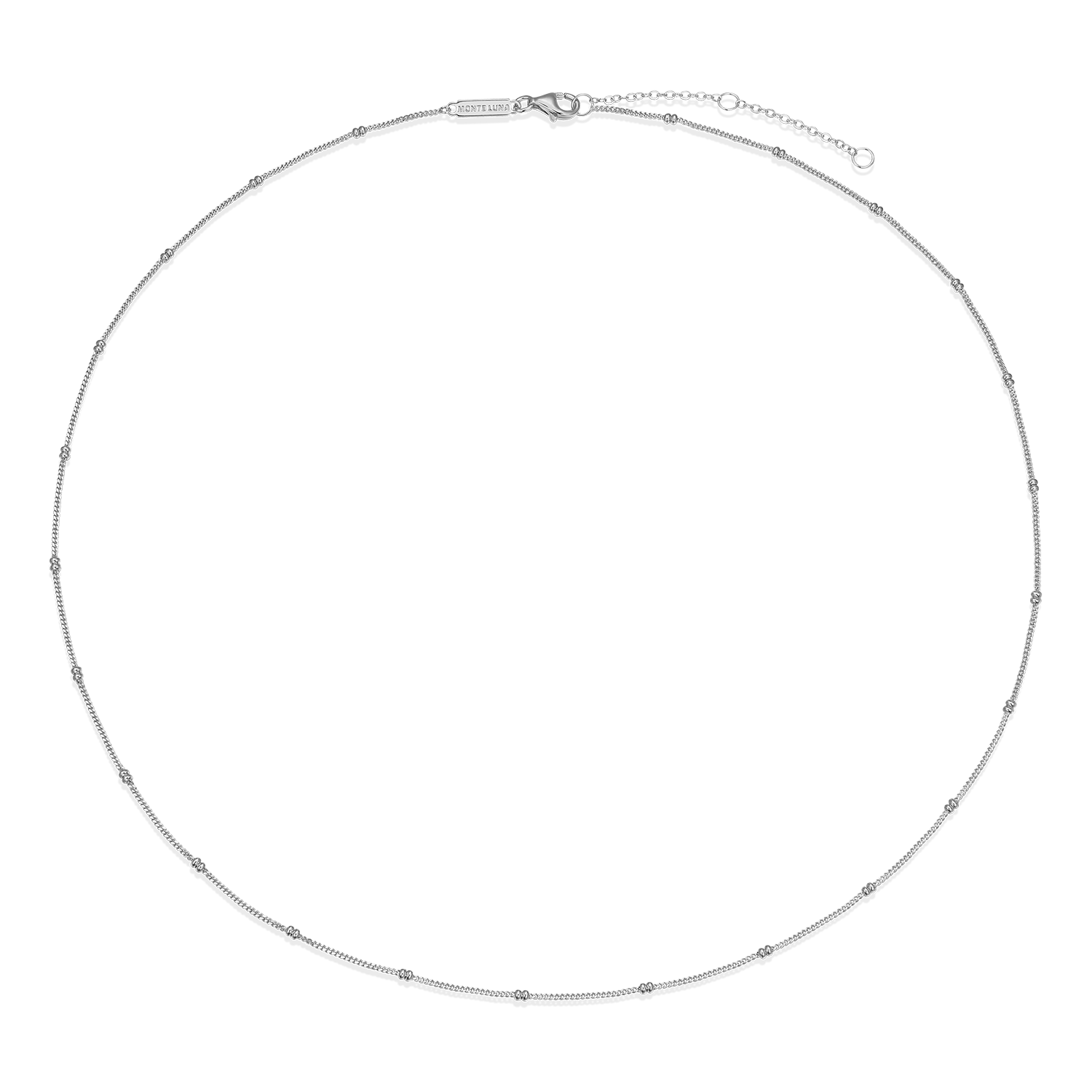20+2" Beaded Chain in Rhodium-Plated Sterling Silver | M by Monte Luna