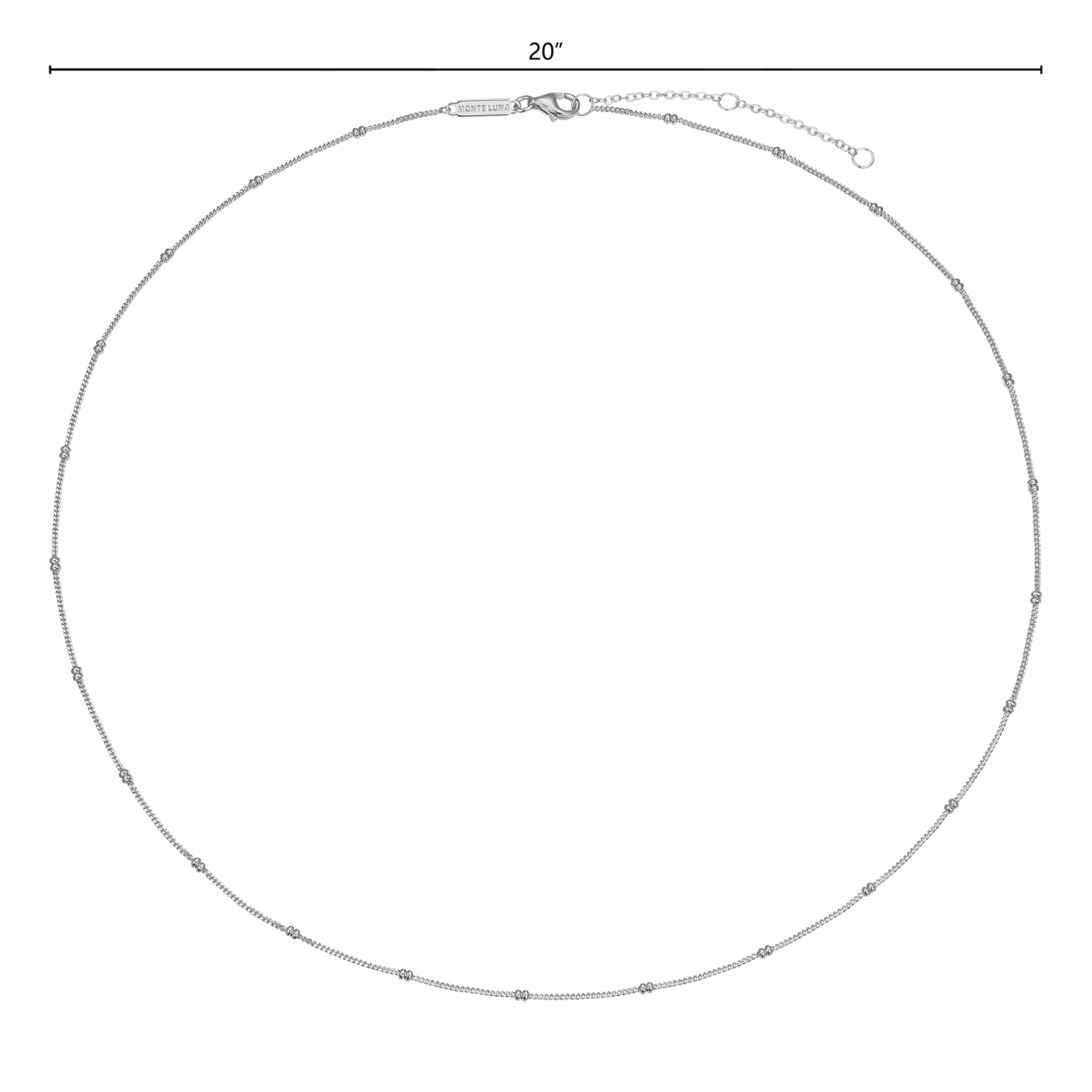 20+2" Beaded Chain in Rhodium-Plated Sterling Silver | M by Monte Luna