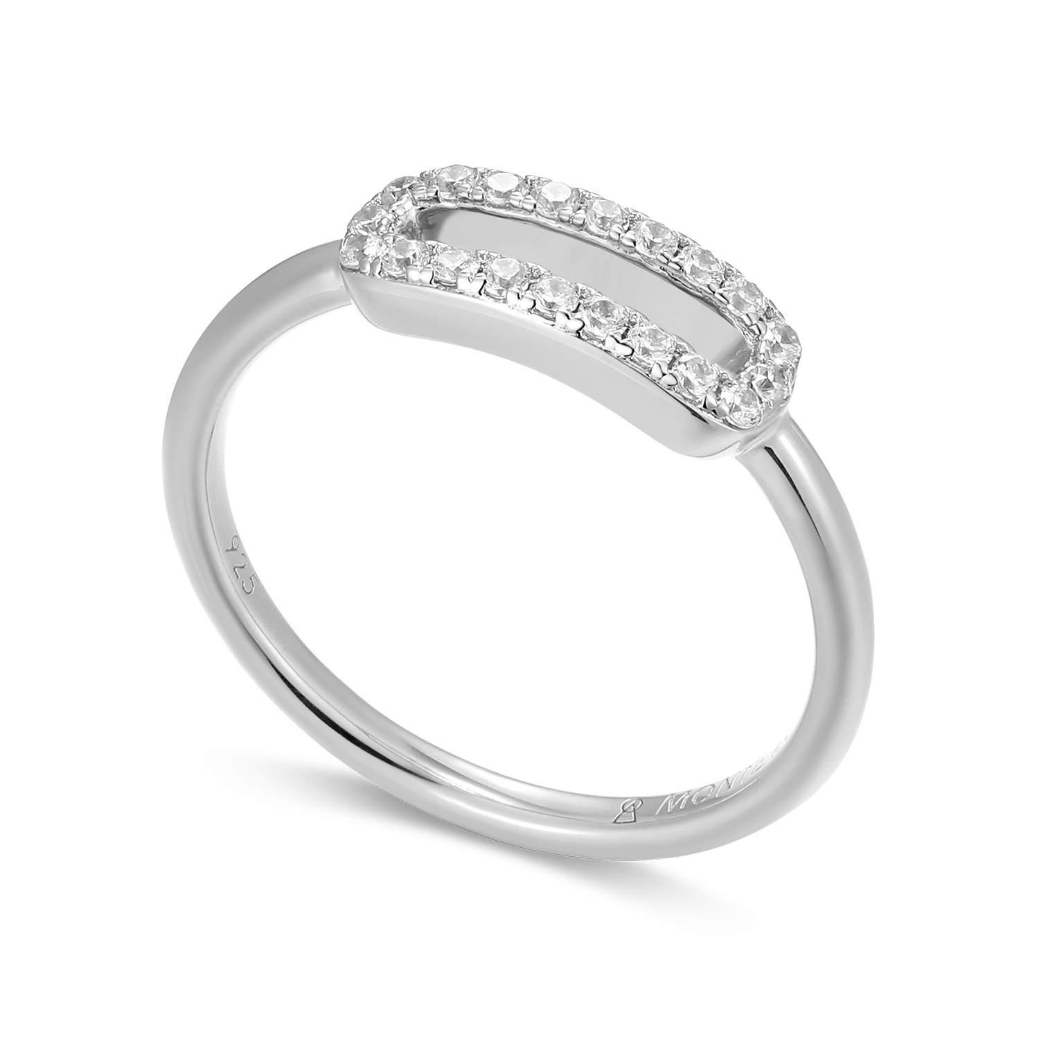 Mini Paperclip Lab-Created Diamond Ring in Rhodium-Plated Sterling Silver | M by Monte Luna