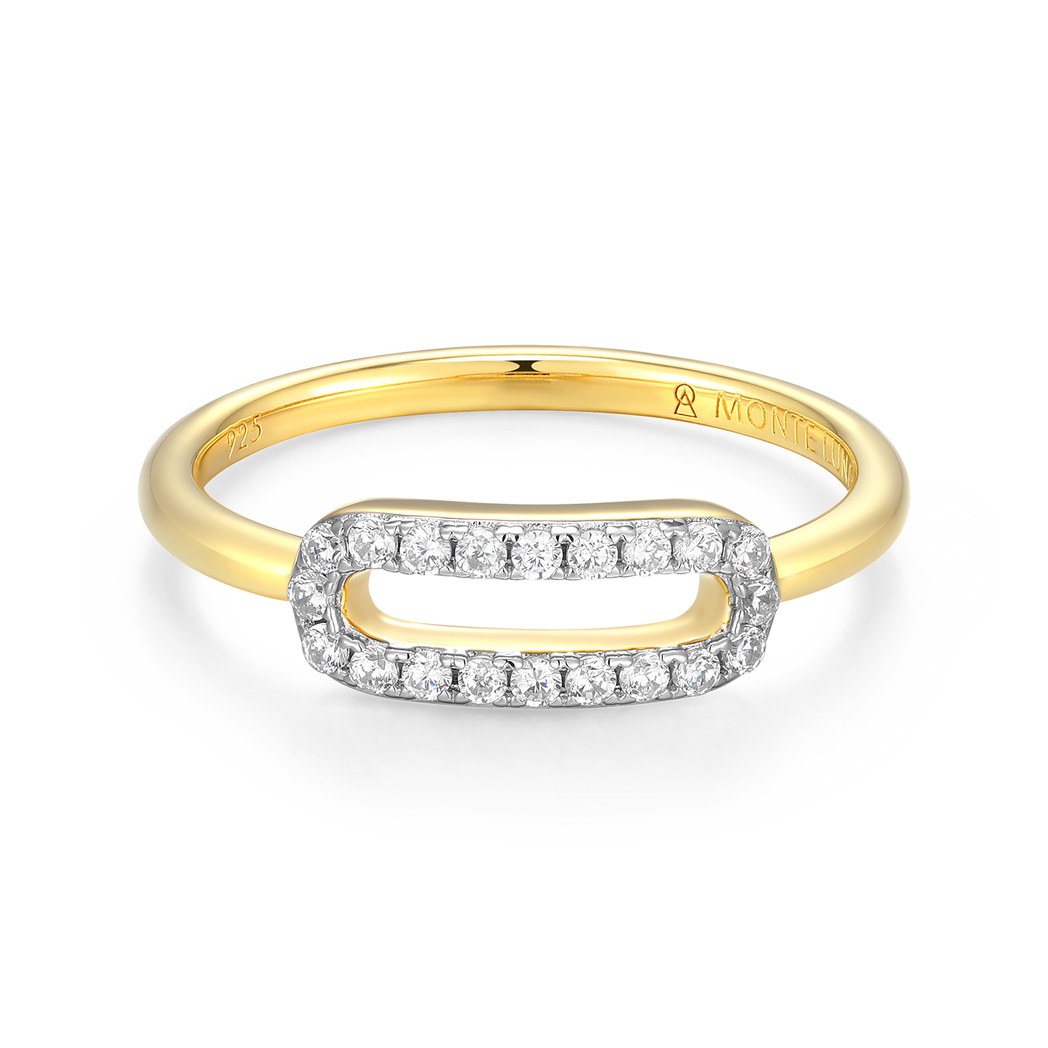Mini Paperclip Lab-Created Diamond Ring in 14K Yellow Gold-Plated Sterling Silver | M by Monte Luna