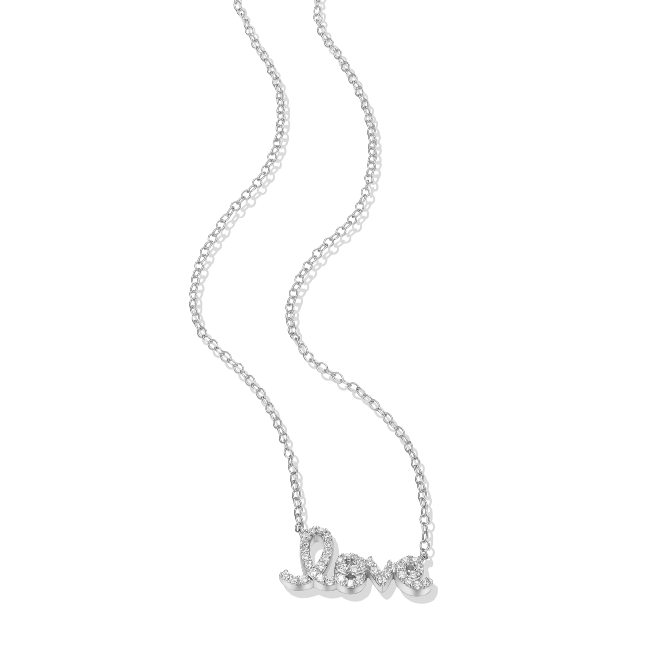 Love Statement Necklace in Rhodium Plated Sterling Silver | M by Monte Luna