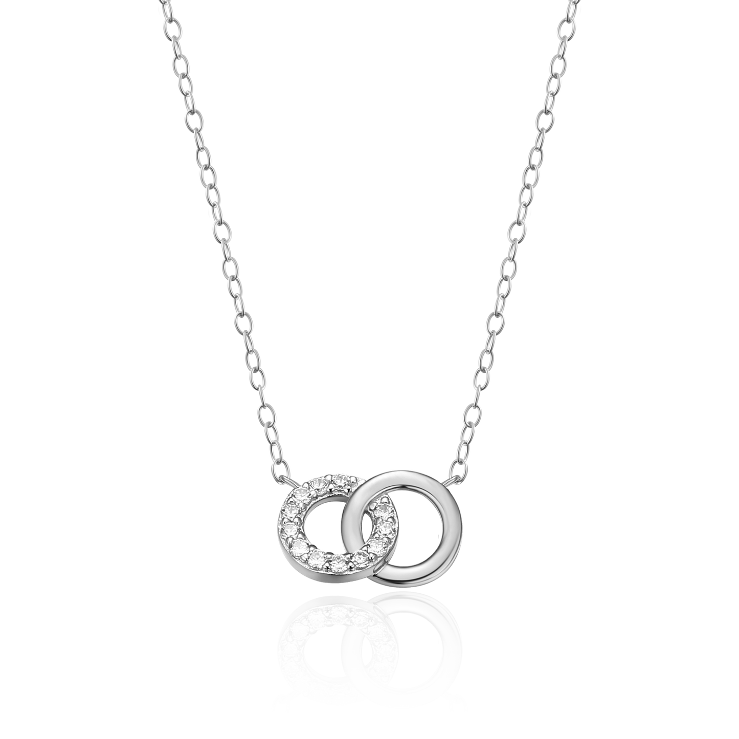 Twin Circle Necklace in Rhodium-Plated Sterling Silver | M by Monte Luna