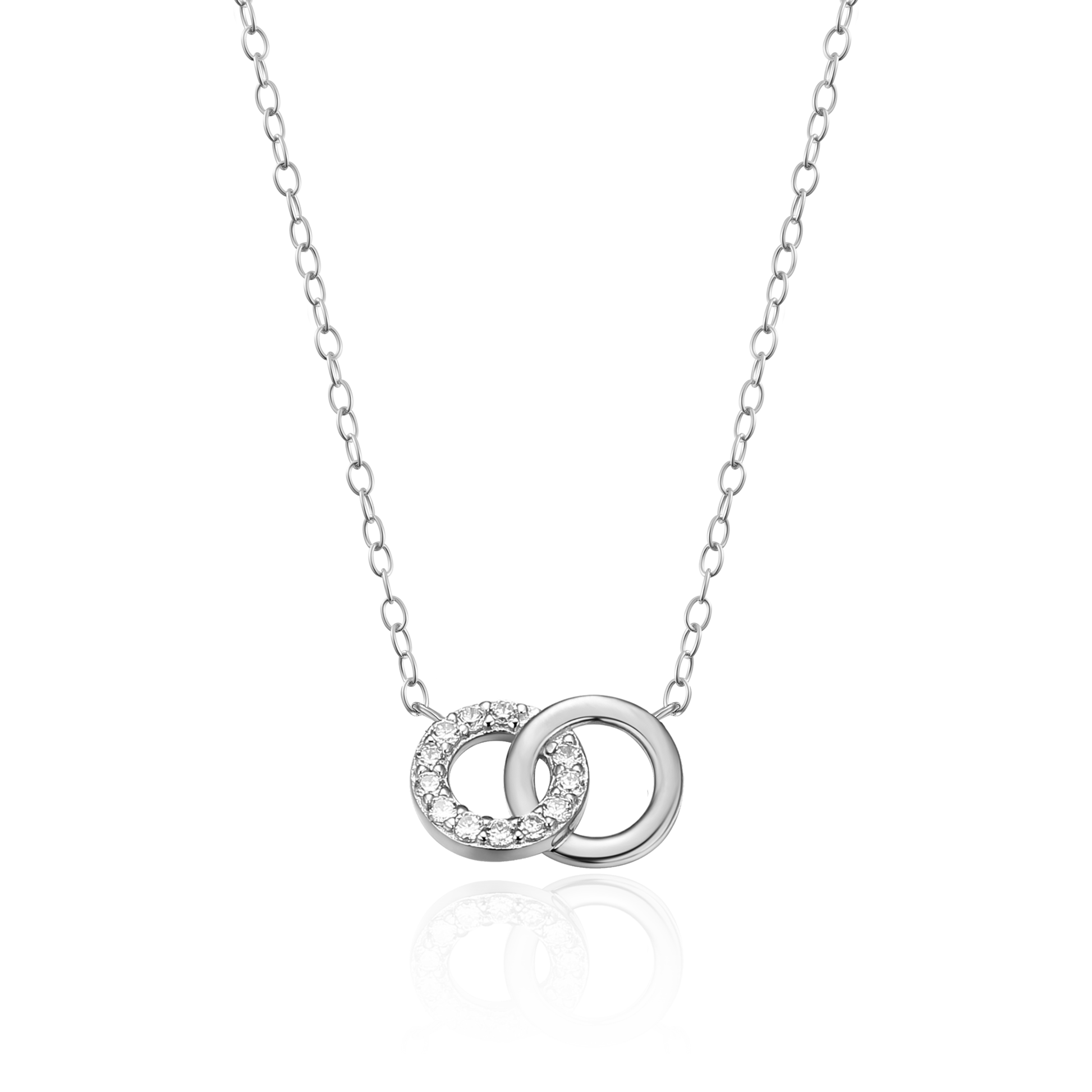 Twin Circle Necklace in Rhodium-Plated Sterling Silver | M by Monte Luna