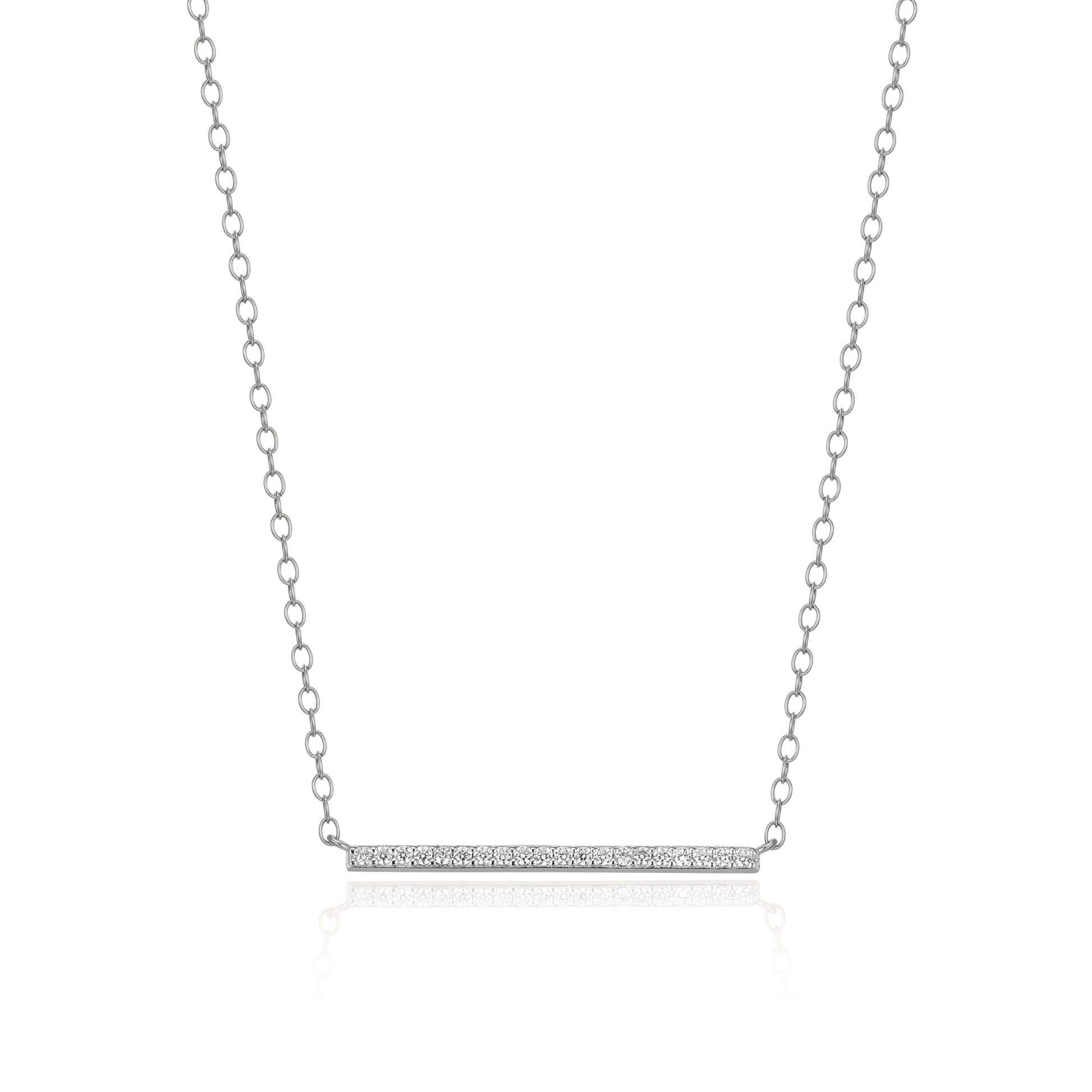 Pave Bar Necklace in Rhodium Plated Sterling Silver | M by Monte Luna