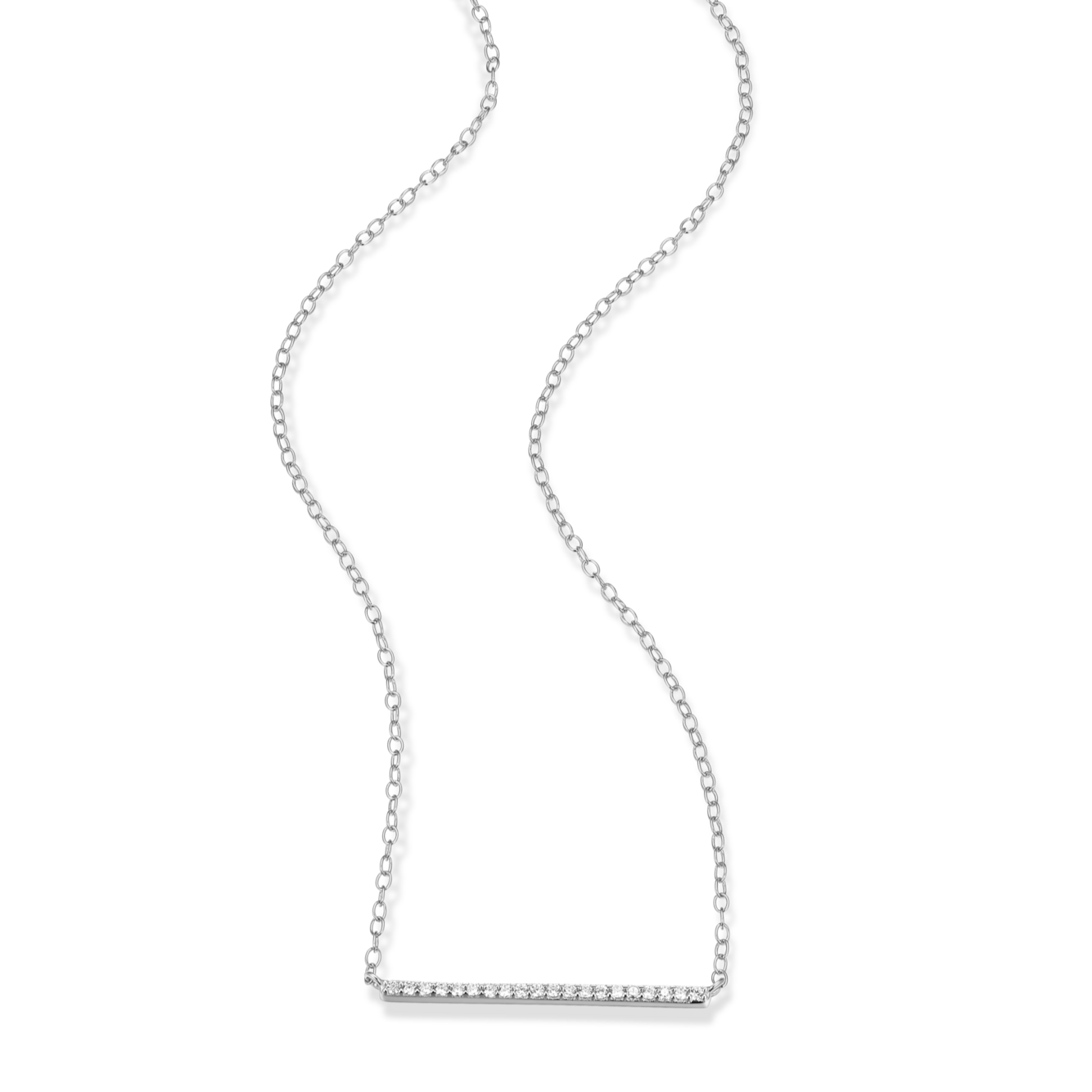 Pave Bar Necklace in Rhodium Plated Sterling Silver | M by Monte Luna