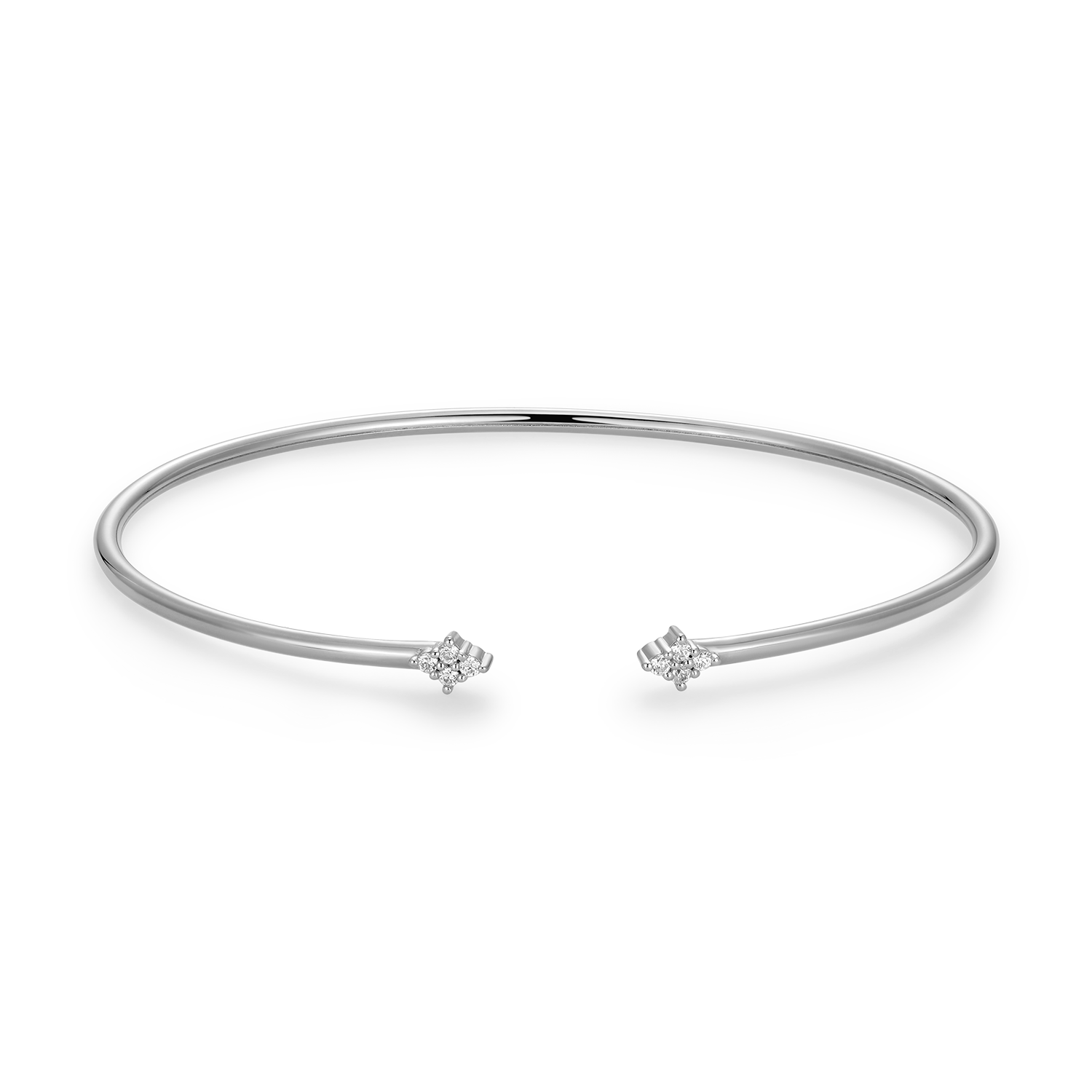 Four Cluster Lab-Created Diamond Flex Cuff Bracelet in Rhodium-Plated Sterling Silver