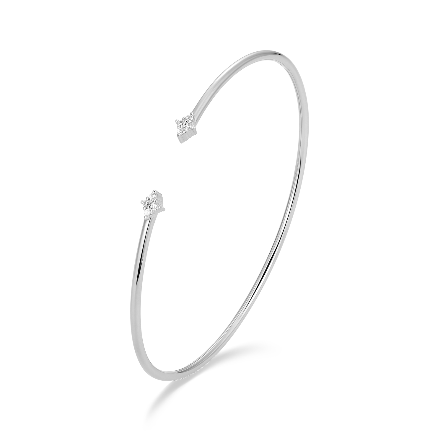 Four Cluster Lab-Created Diamond Flex Cuff Bracelet in Rhodium-Plated Sterling Silver