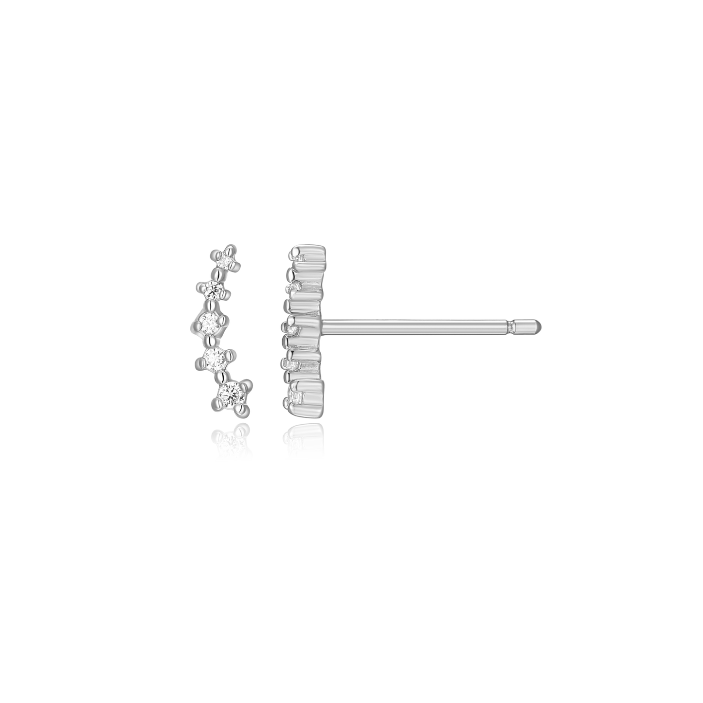 Climber Stud Earrings in Rhodium-Plated Sterling Silver | M by Monte Luna