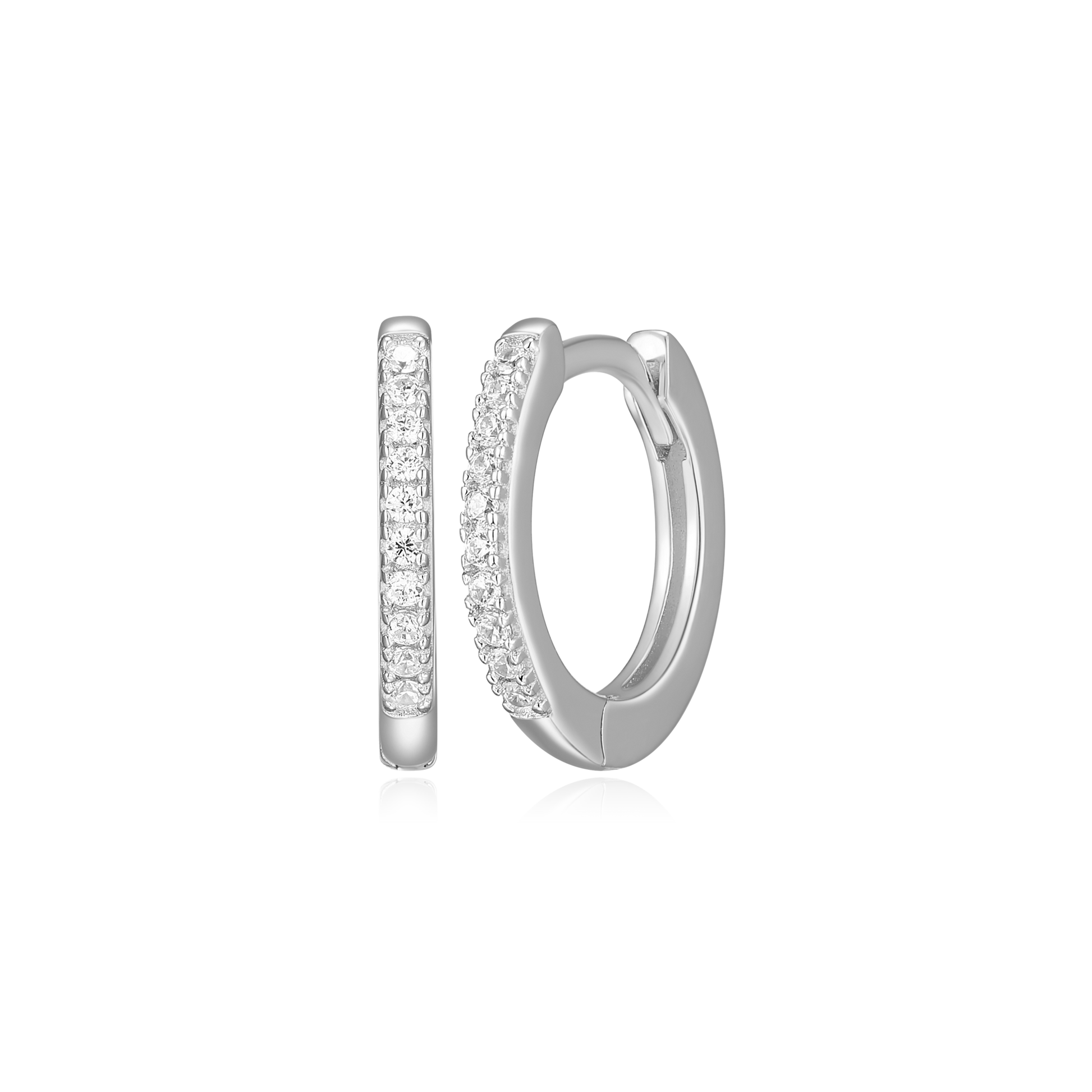 Single Row Hoop Earrings in Rhodium Plated Sterling Silver | M by Monte Luna