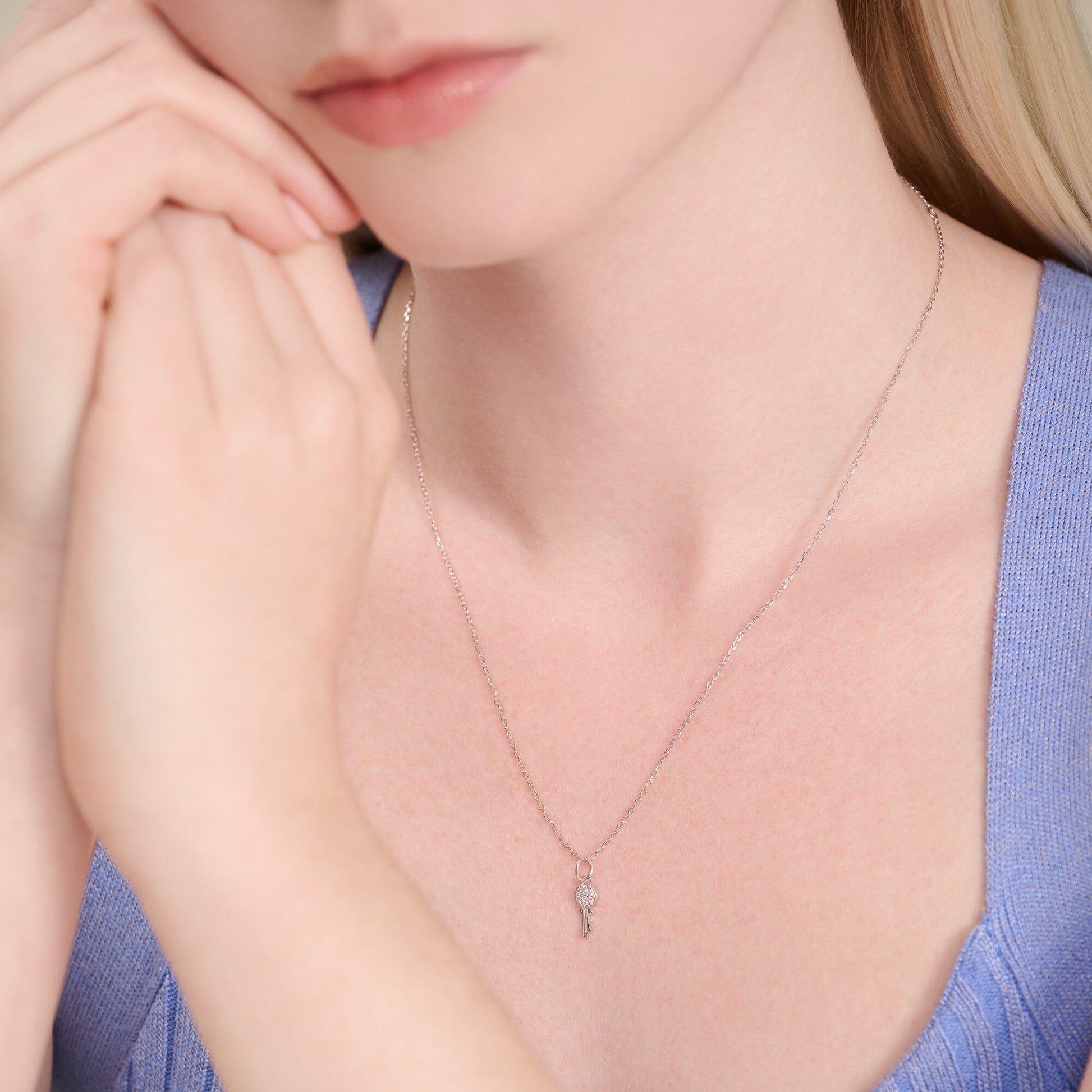 Latchkey Pendant Necklace in Rhodium Plated Sterling Silver | M by Monte Luna