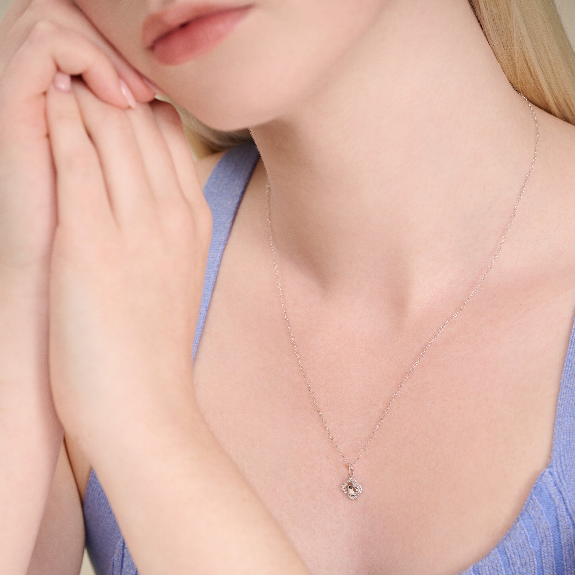 Clover Pendant Necklace in Rhodium-Plated Sterling Silver | M by Monte Luna