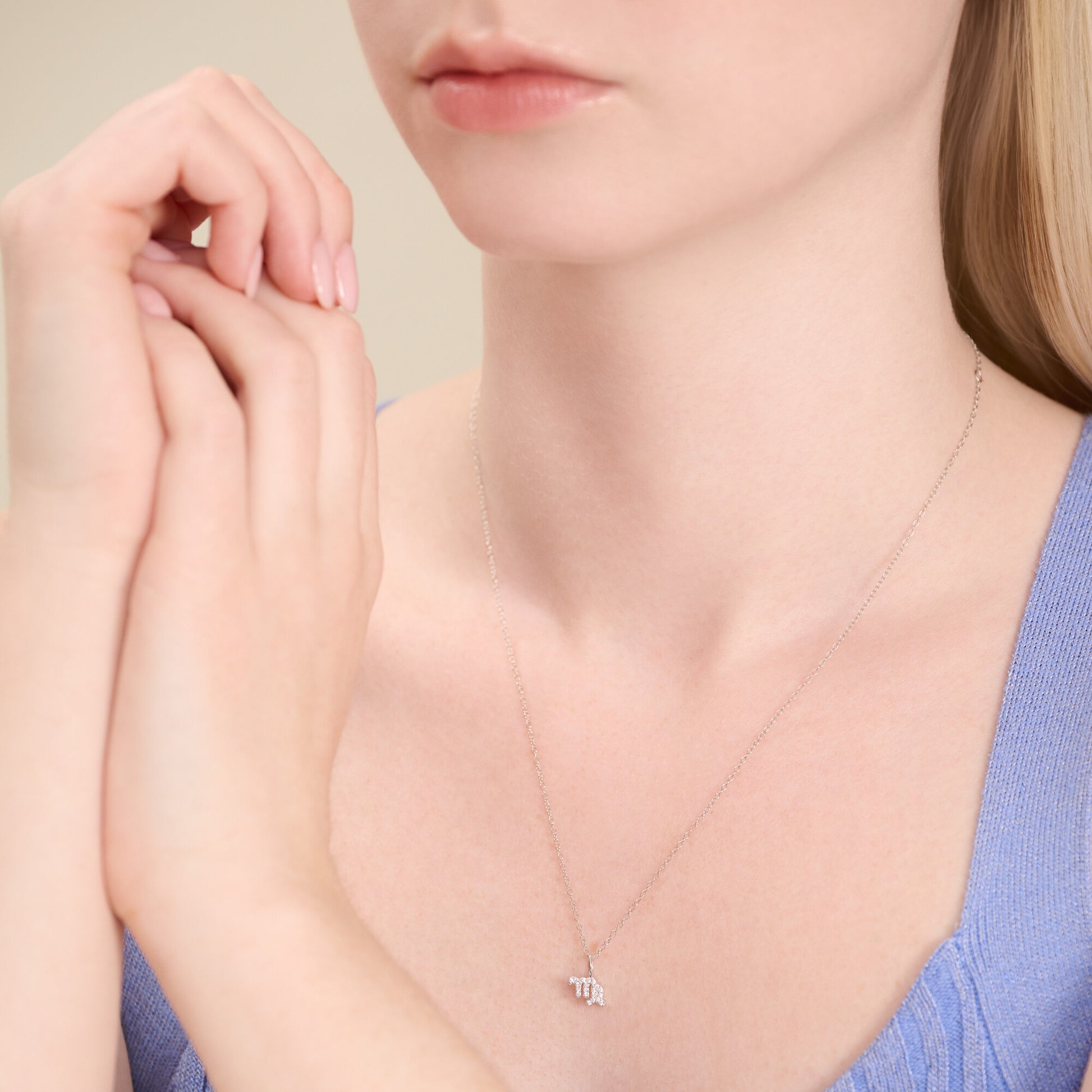 Virgo Pendant Necklace in Rhodium Plated Sterling Silver | M by Monte Luna