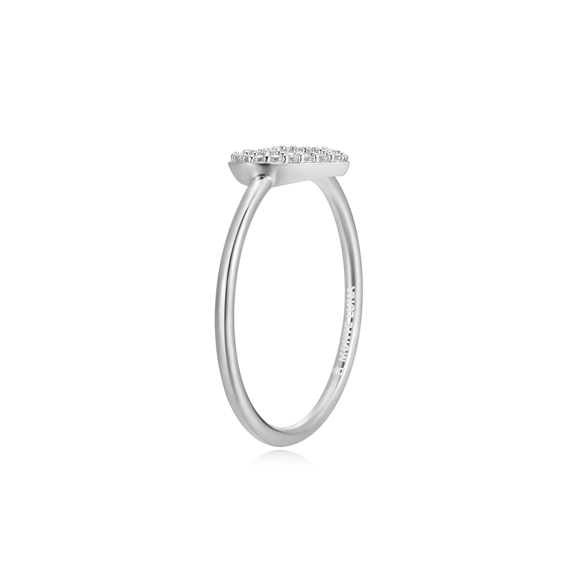 Open Heart Stackable Ring in Rhodium-Plated Sterling Silver | M by Monte Luna