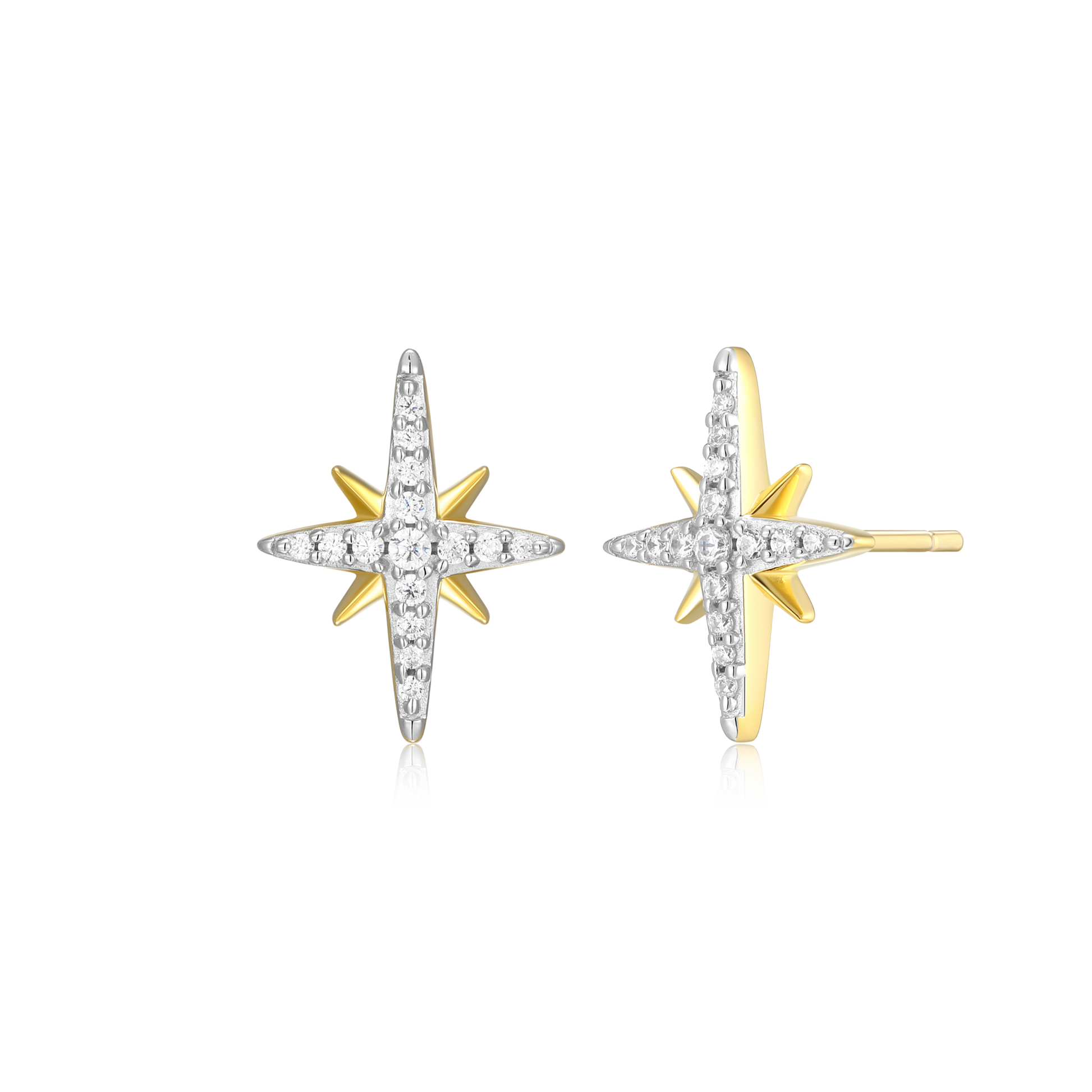 Cardinal Points Stud Earrings in 14K Yellow Gold-Plated Sterling Silver | M by Monte Luna