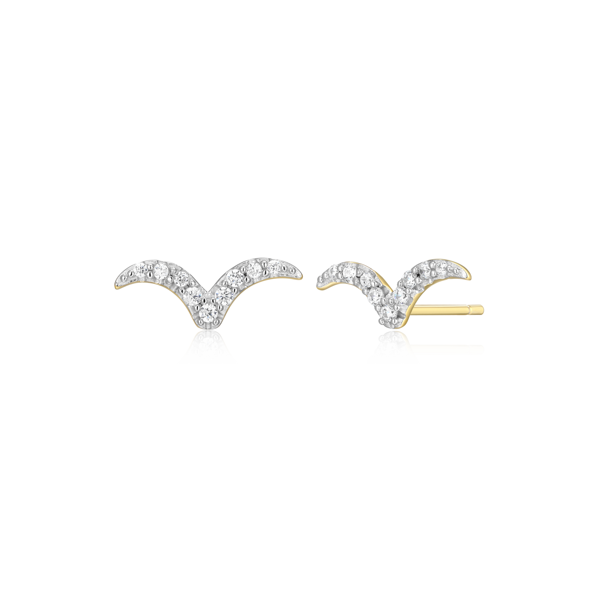 Flying V Stud Earrings in 14k Yellow Gold Plated Sterling Silver | M by Monte Luna