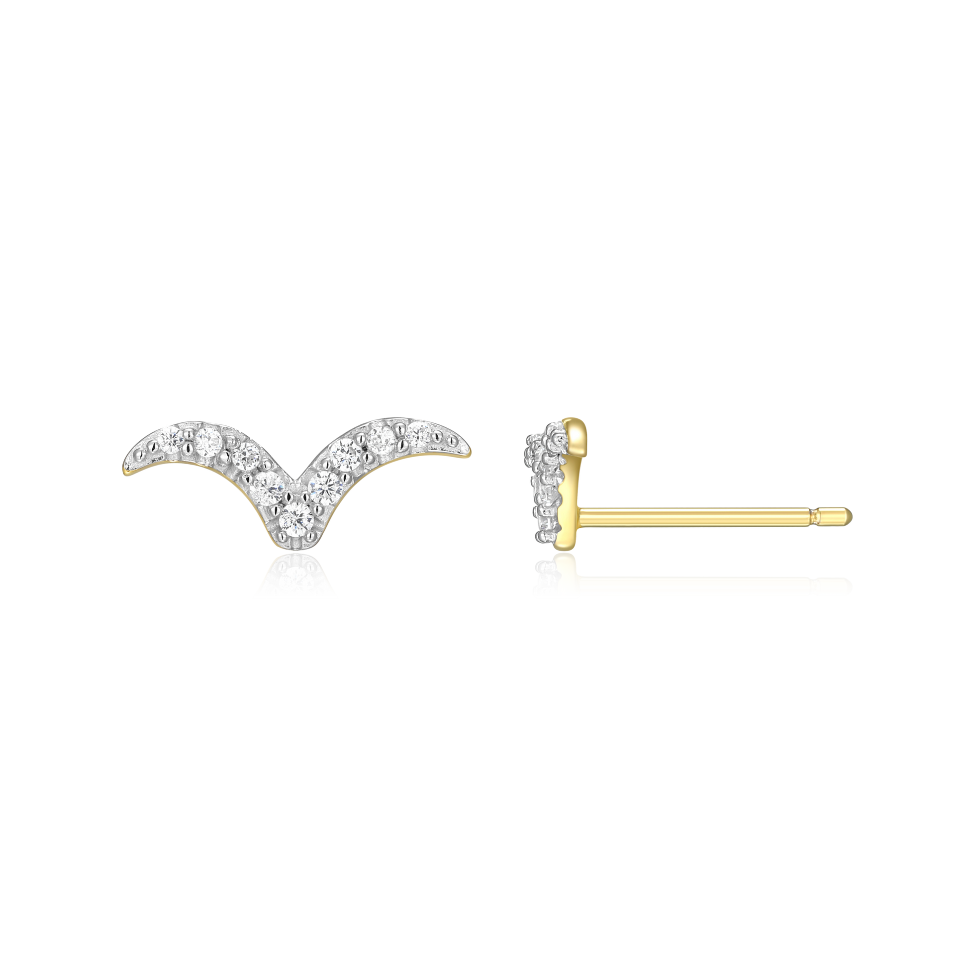 Flying V Stud Earrings in 14k Yellow Gold Plated Sterling Silver | M by Monte Luna