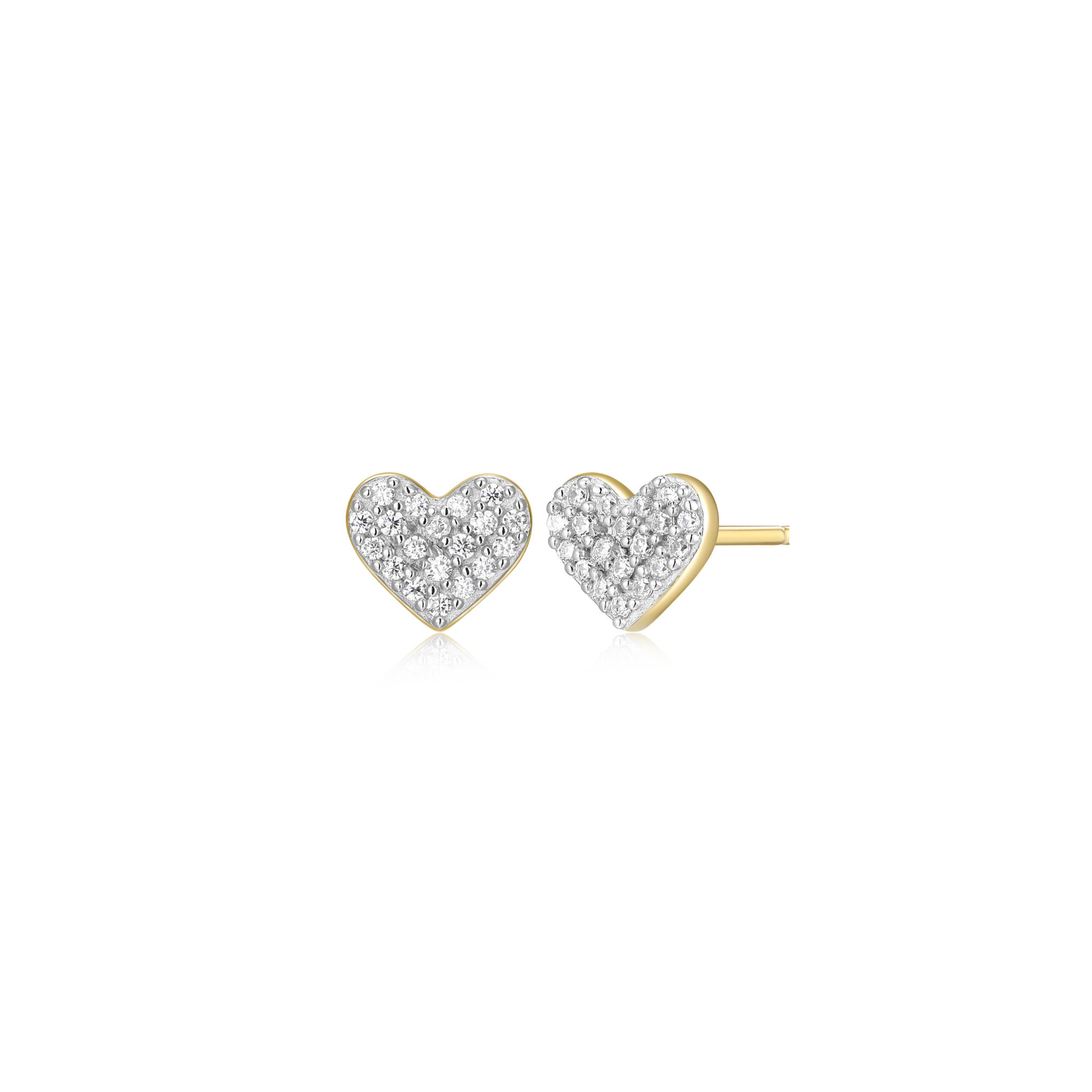 Heart Stud Earrings in 14k Yellow Gold Plated Sterling Silver | M by Monte Luna
