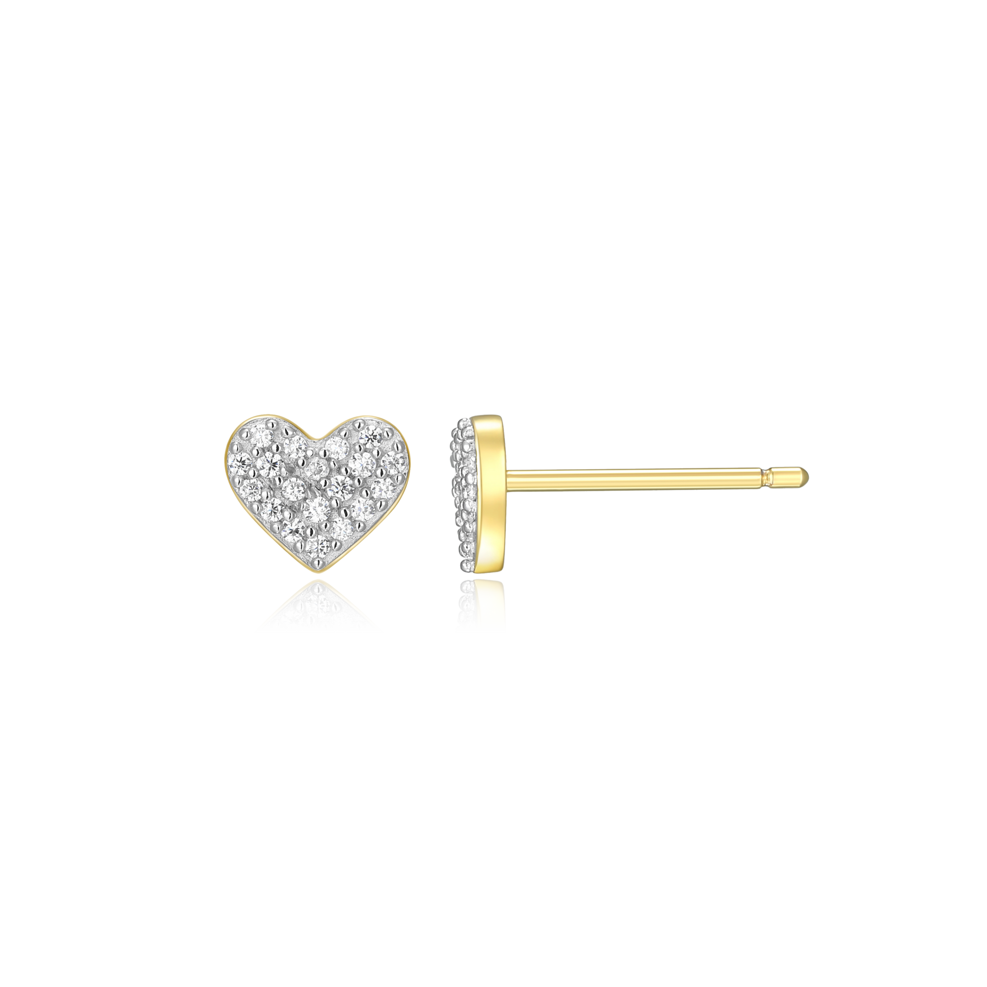 Heart Stud Earrings in 14k Yellow Gold Plated Sterling Silver | M by Monte Luna