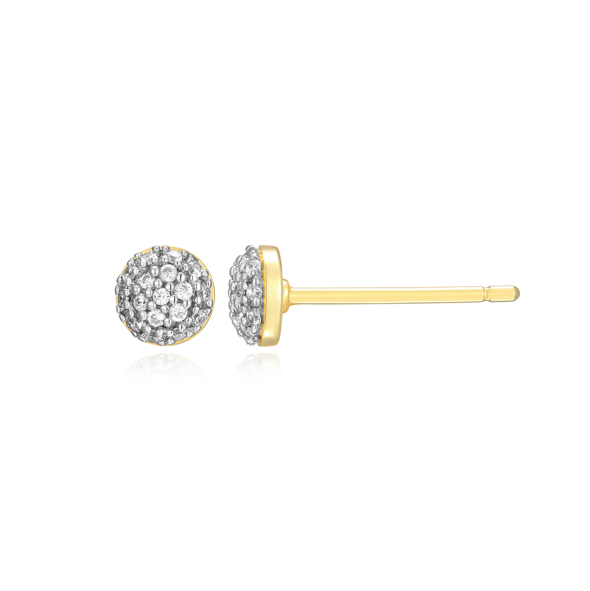 Round Cluster Stud Earrings in 14K Yellow Gold-Plated Sterling Silver | M by Monte Luna