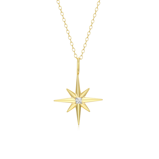 North Star Pendant Necklace in 14K Yellow Gold-Plated Sterling Silver | M by Monte Luna