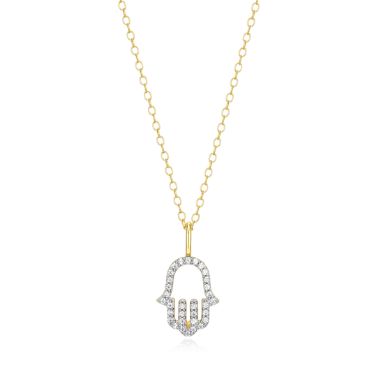 Hamsa Pendant Necklace in 14K Yellow Gold-Plated Sterling Silver | M by Monte Luna