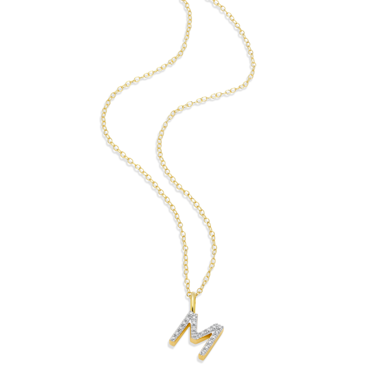 "M" Initial Pendant Necklace in 14K Yellow Gold Plated Sterling Silver | M by Monte Luna