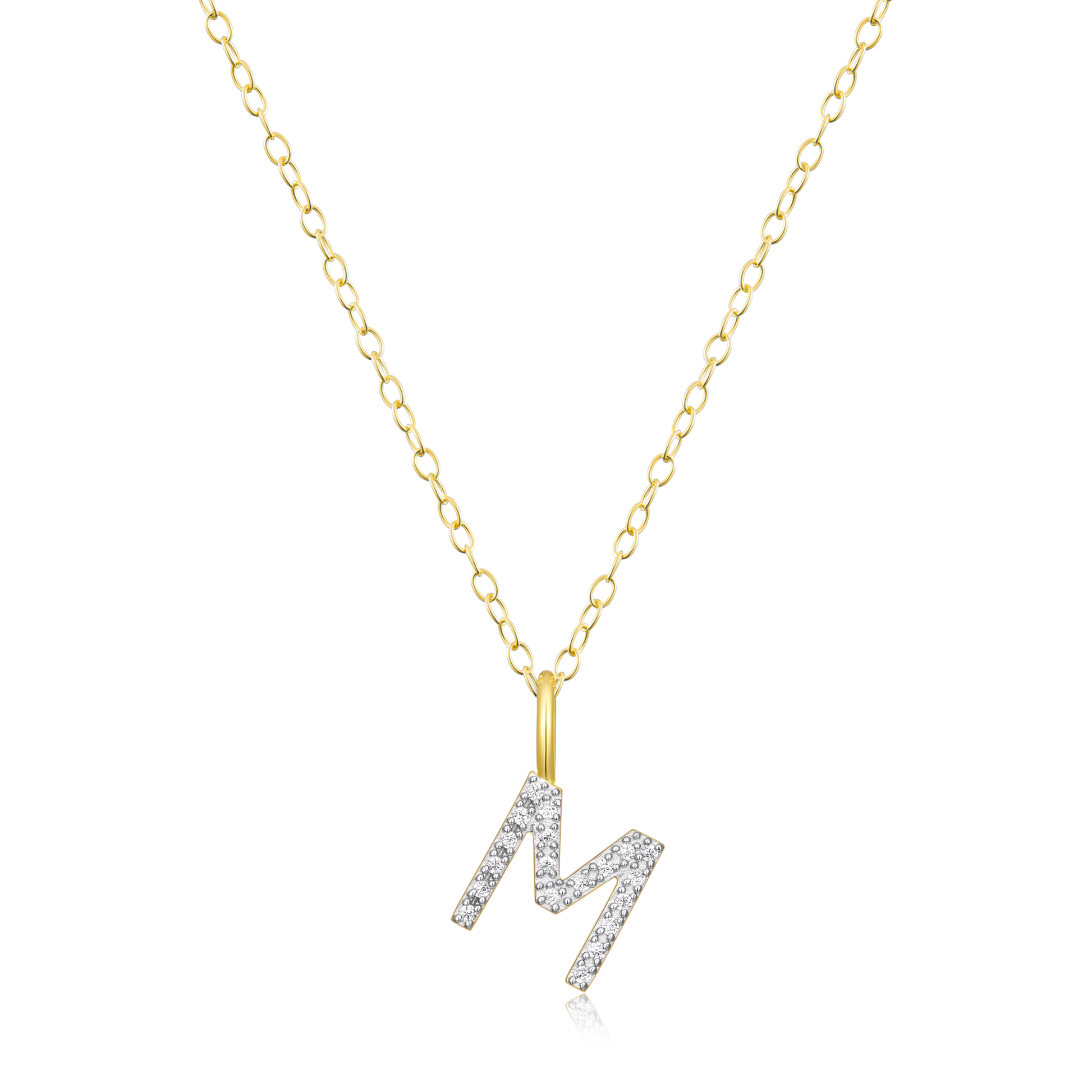 "M" Initial Pendant Necklace in 14K Yellow Gold Plated Sterling Silver | M by Monte Luna
