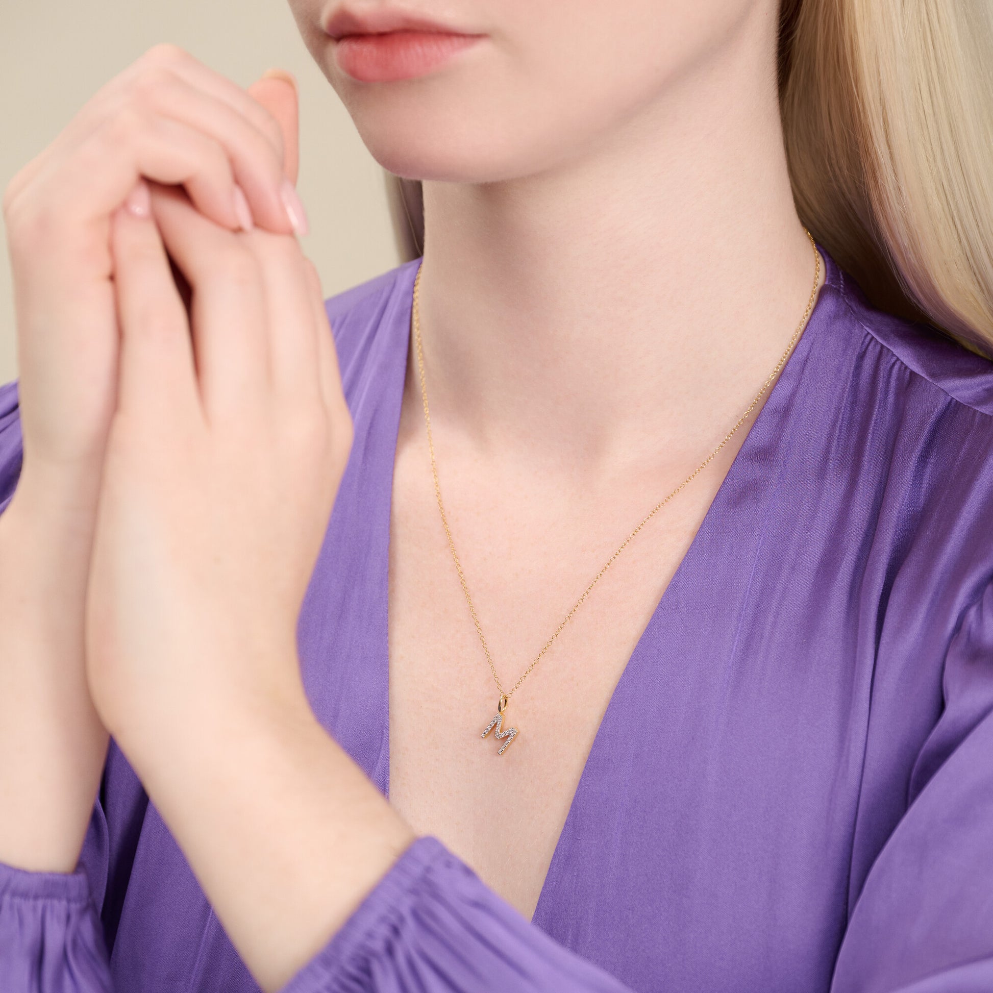 "M" Initial Pendant Necklace in 14K Yellow Gold Plated Sterling Silver | M by Monte Luna