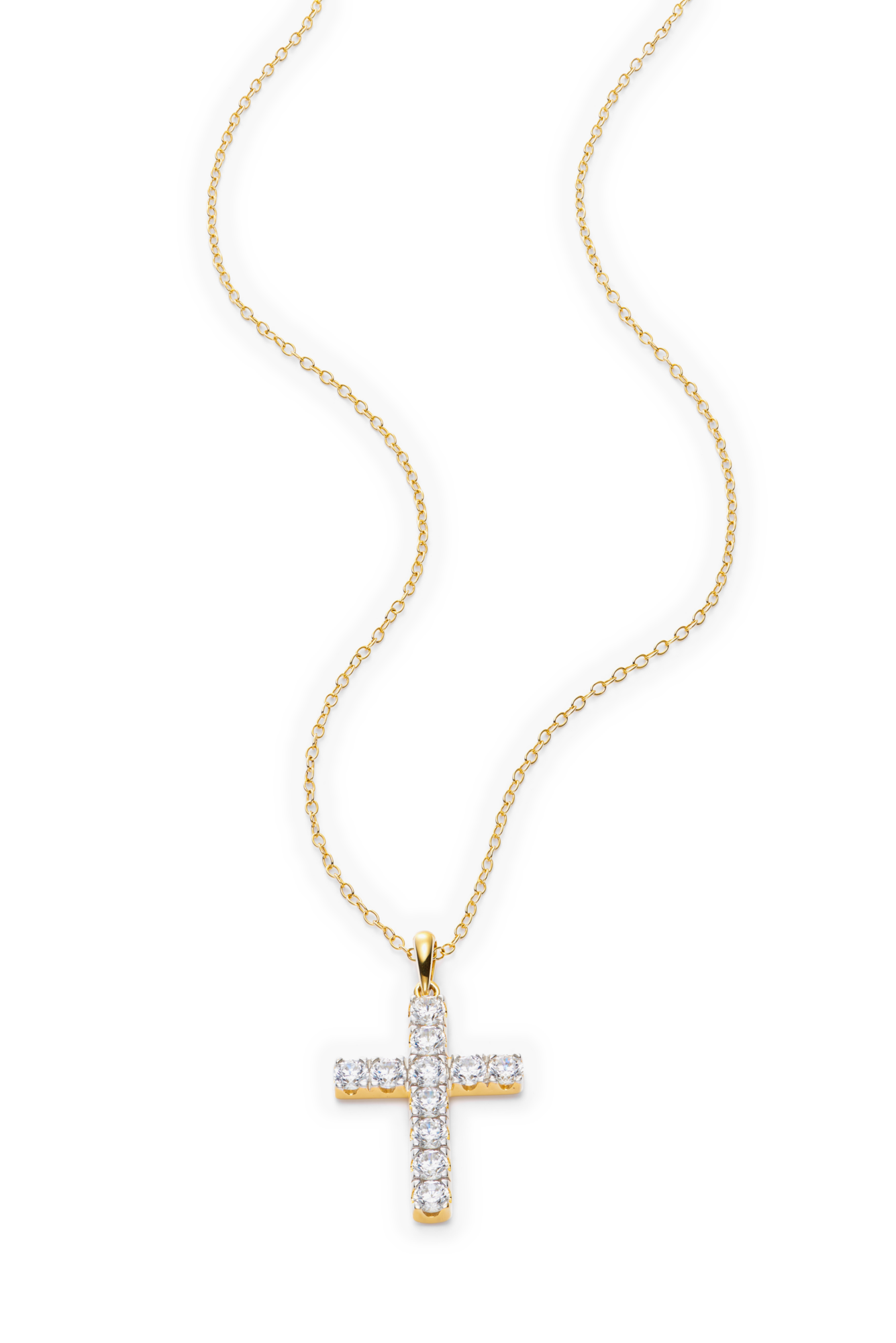 Cross Pave Necklace in 14k Yellow Gold