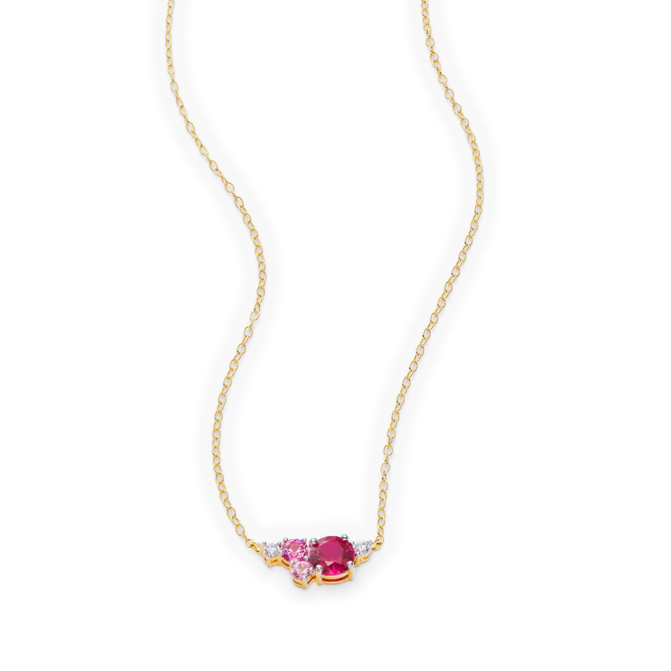 Created Gemstone Scatter Necklace in 14k Yellow Gold | Monte Luna