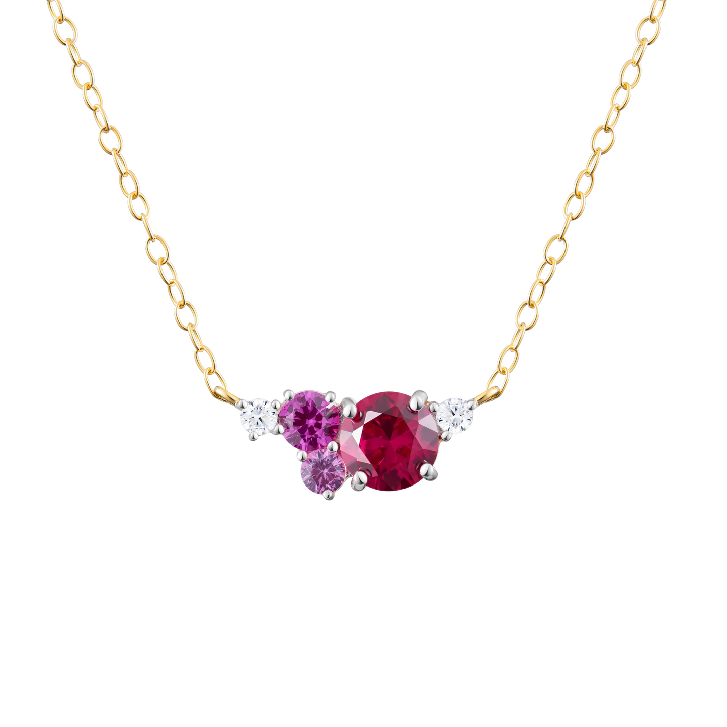Created Gemstone Scatter Necklace in 14k Yellow Gold | Monte Luna