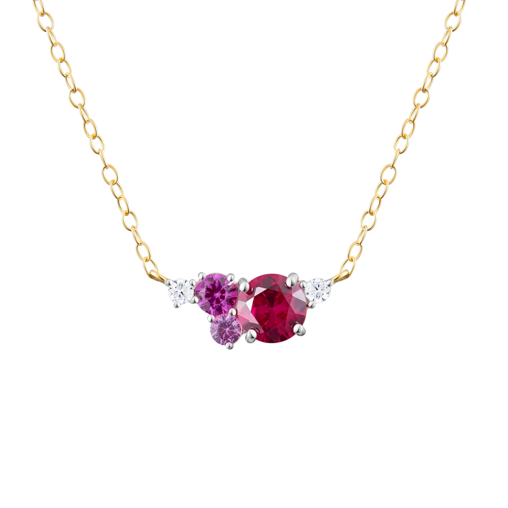 Created Gemstone Scatter Necklace in 14k Yellow Gold | Monte Luna